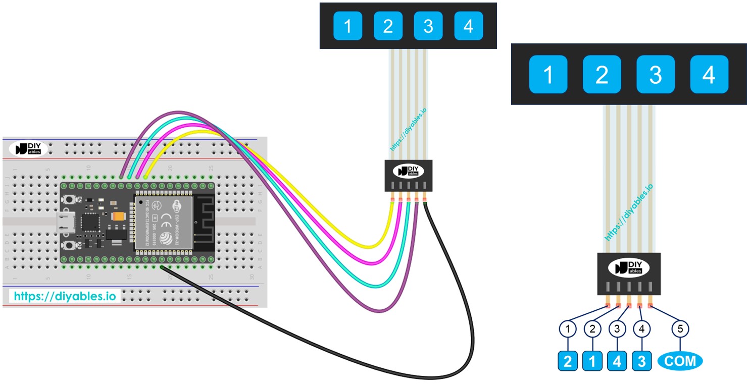 ESP32-Tastenfeld 1×4
