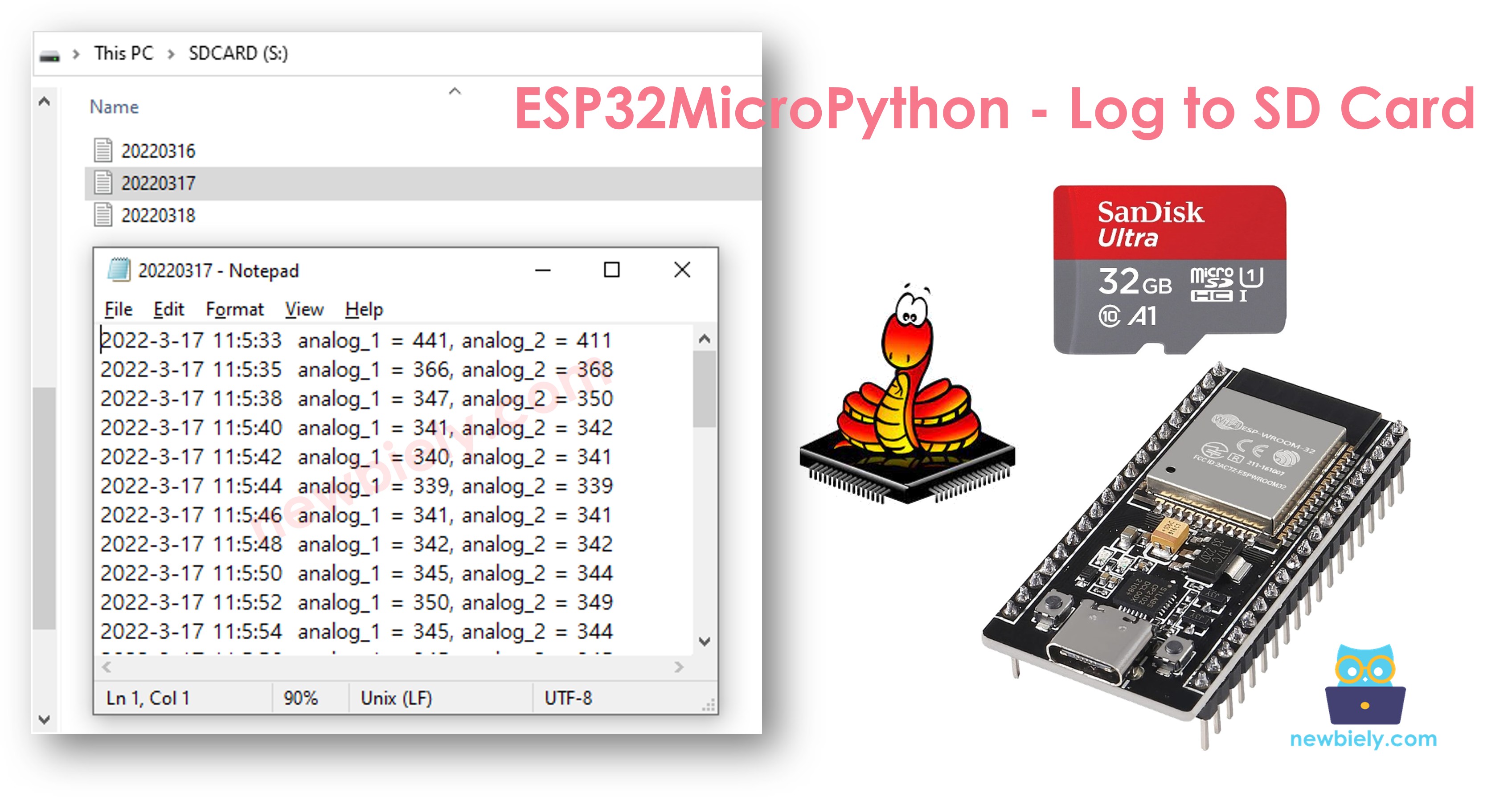 ESP32 MicroPython Protokoll auf Micro-SD-Karte