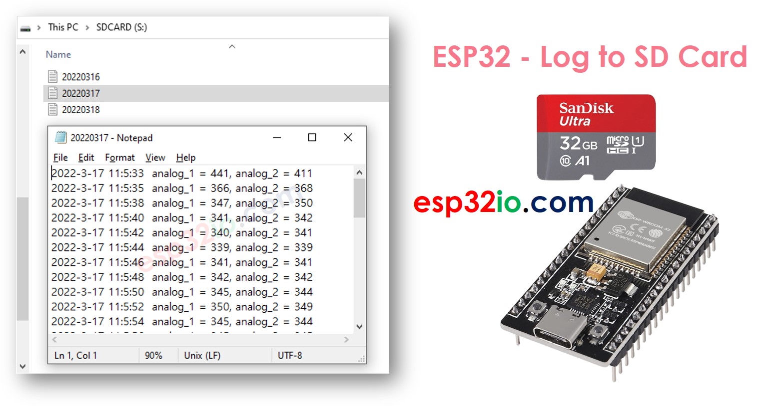 ESP32-Logdatei auf Micro-SD-Karte