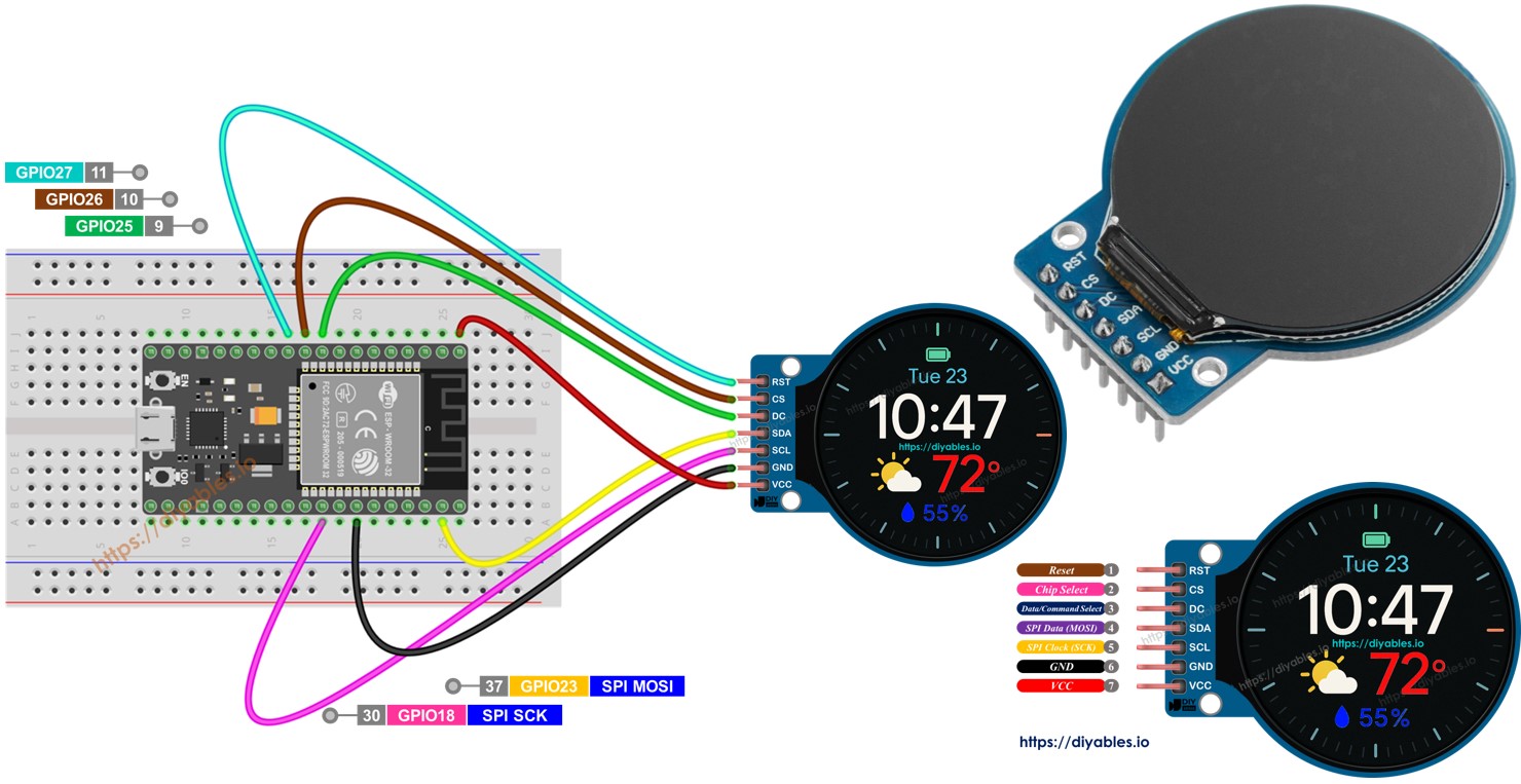 ESP32 1,28-Zoll rundes TFT-LCD-Display