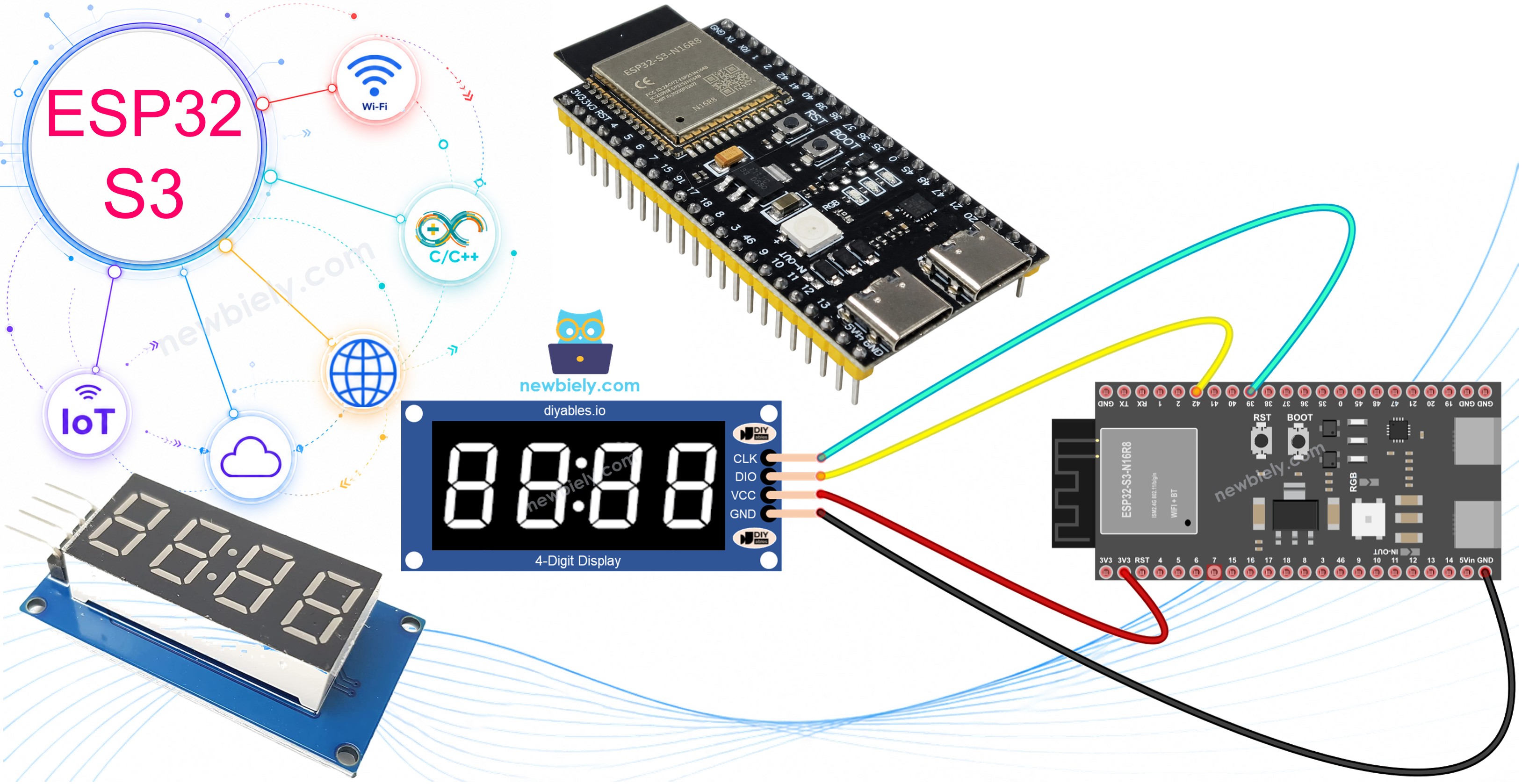 ESP32 S3 TM1637 4-stellige 7-Segment-Anzeige