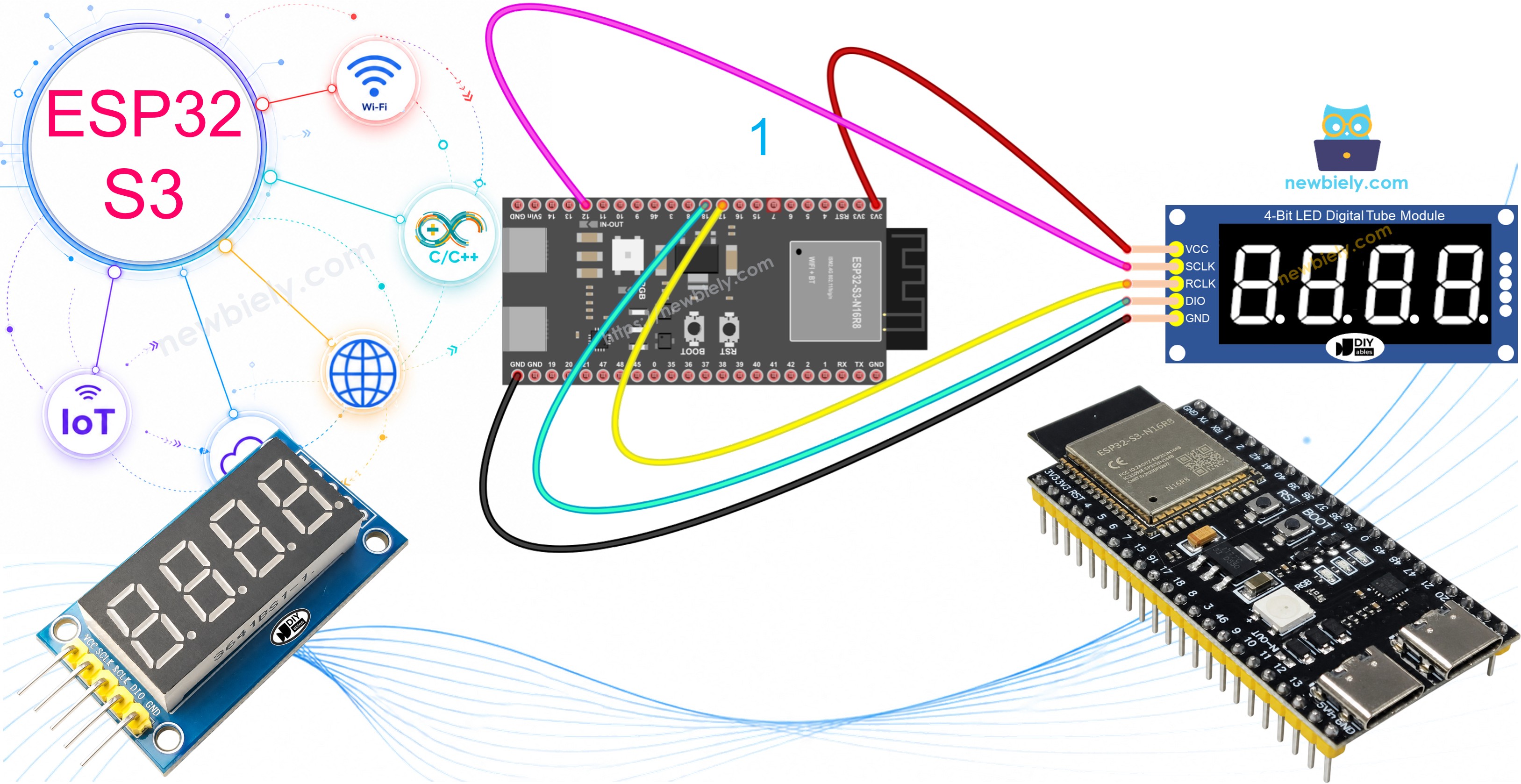ESP32 S3 7-Segment-Anzeige