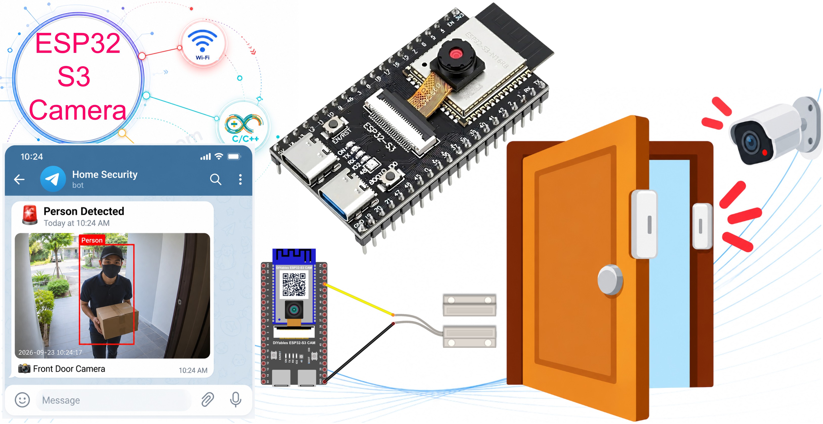 ESP32 S3 Kamera - Foto an Telegram senden, wenn die Tür geöffnet wird