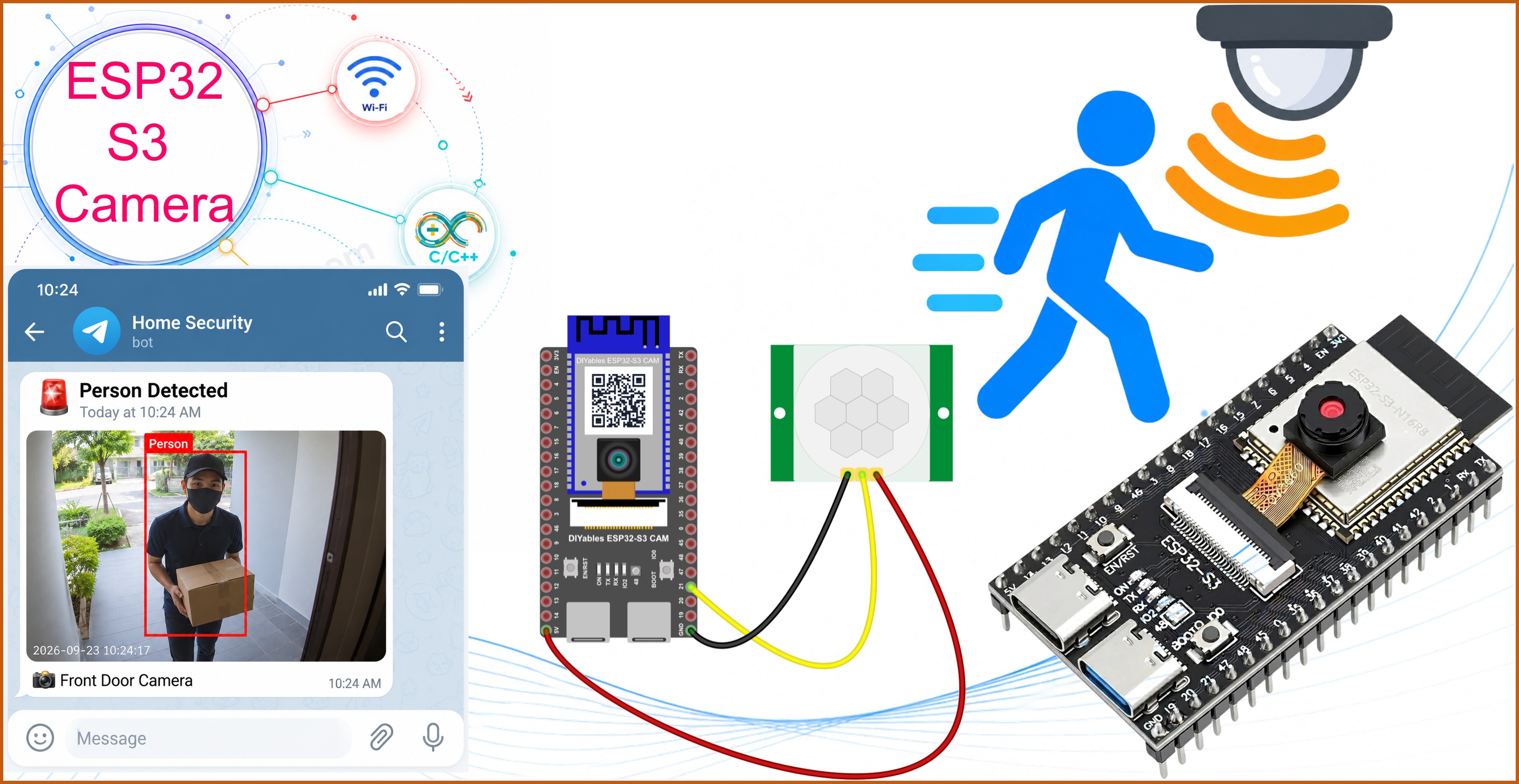 ESP32 S3 Kamera - Foto an Telegram senden, wenn eine Bewegung erkannt wird