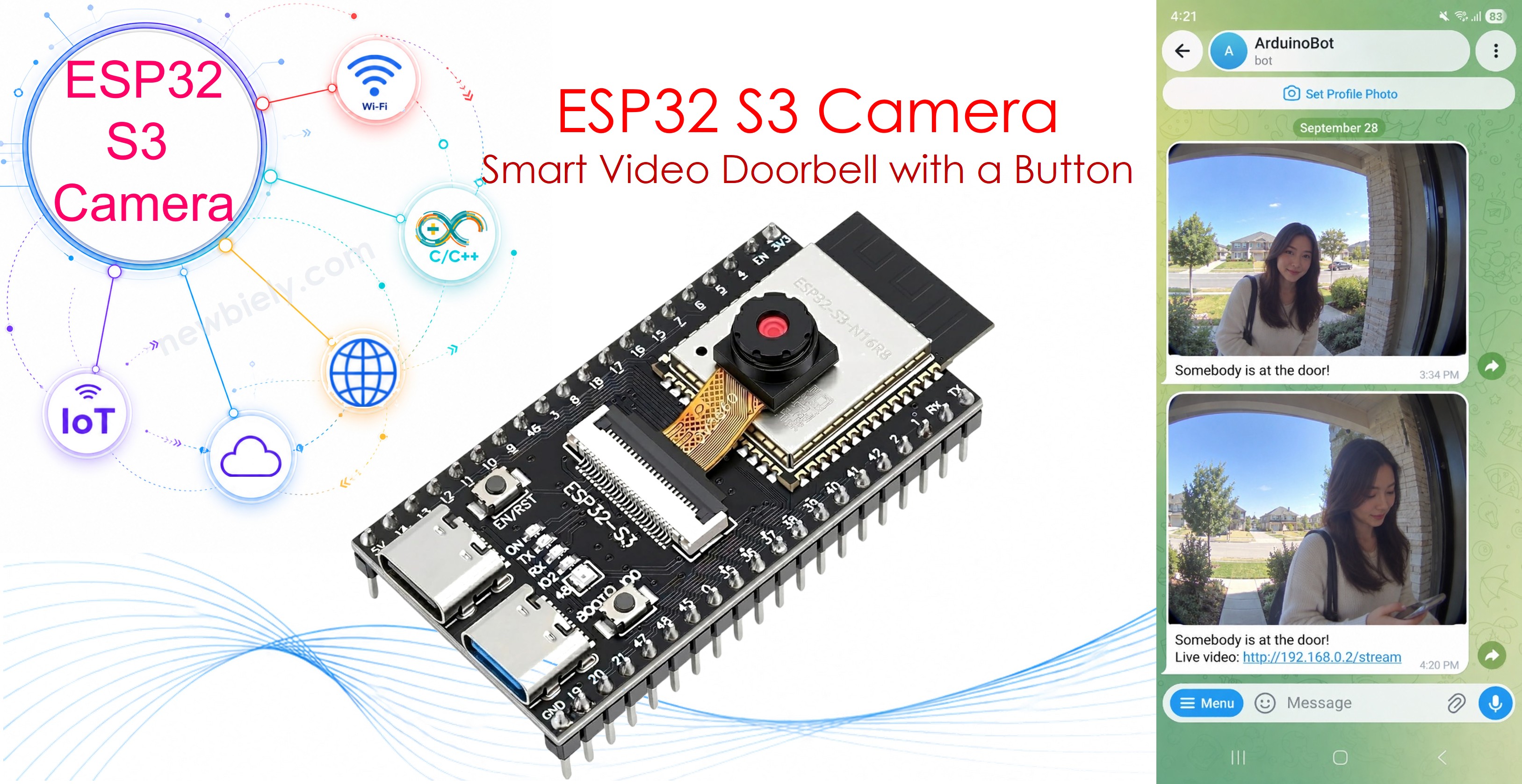 ESP32 S3 Kamera - Intelligente Video-Türklingel mit einem Taster