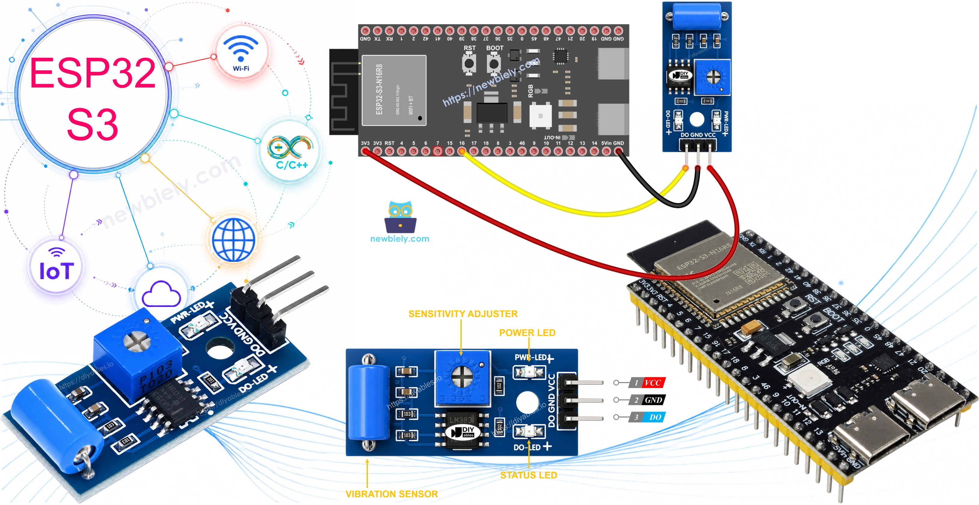ESP32 S3 SW-420 Vibrationssensor