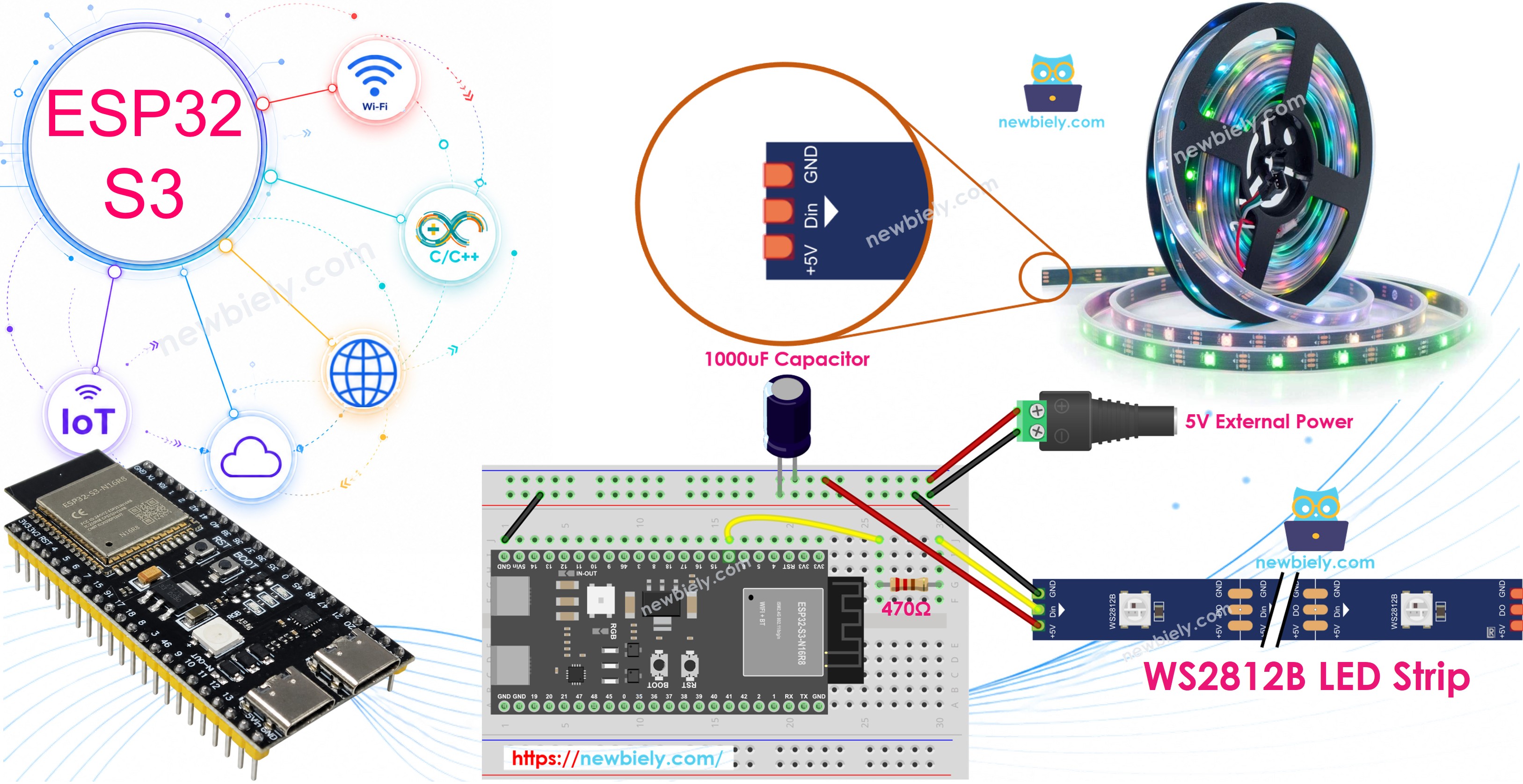 ESP32 S3 - WS2812B LED-Streifen