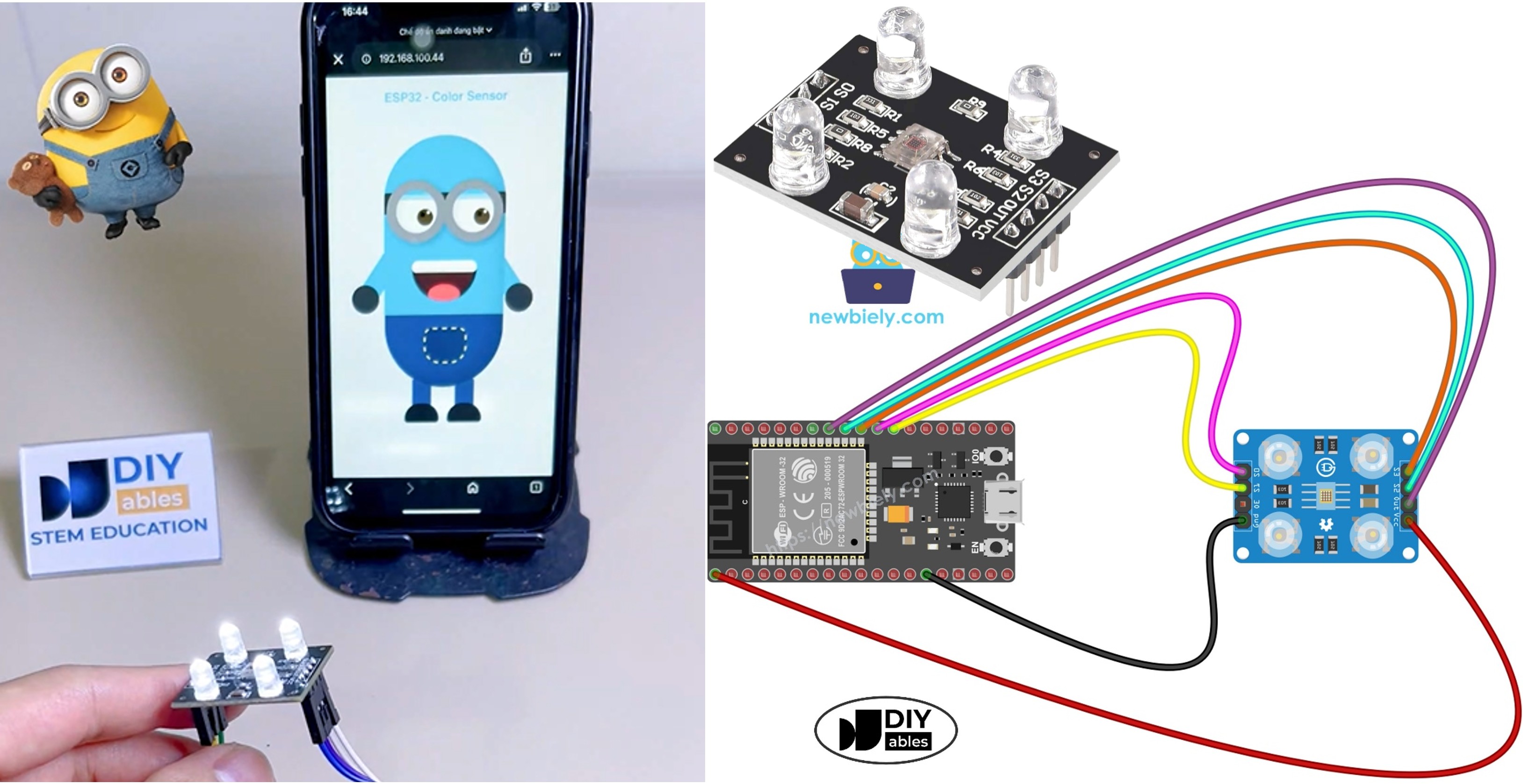 ESP32 TCS3200 TCS230 Farbsensor Web Minion