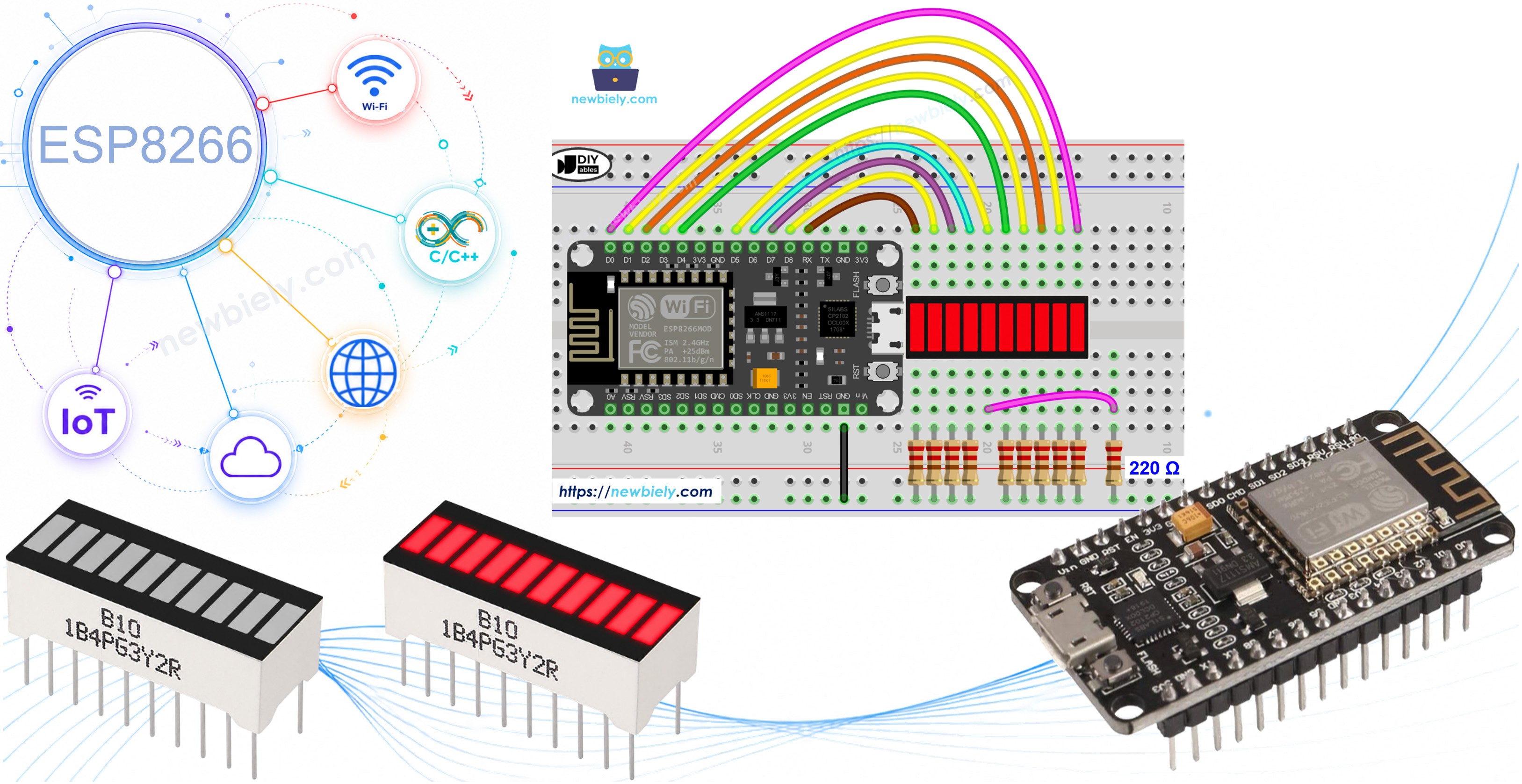 ESP8266 NodeMCU NodeMCU und 10-Segment-LED-Balkenanzeige