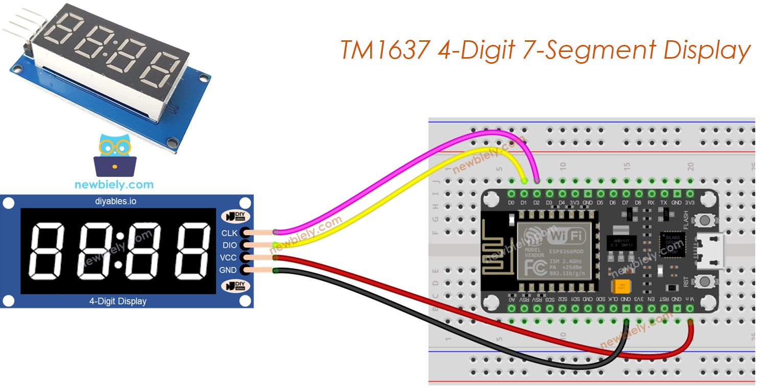 ESP8266 NodeMCU TM1637 4-stellige 7-Segmentanzeige
