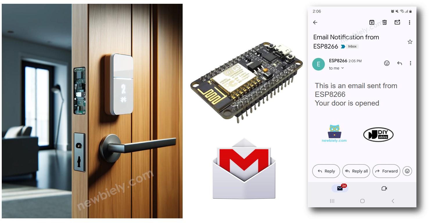 ESP8266 NodeMCU Türöffnung E-Mail-Benachrichtigung