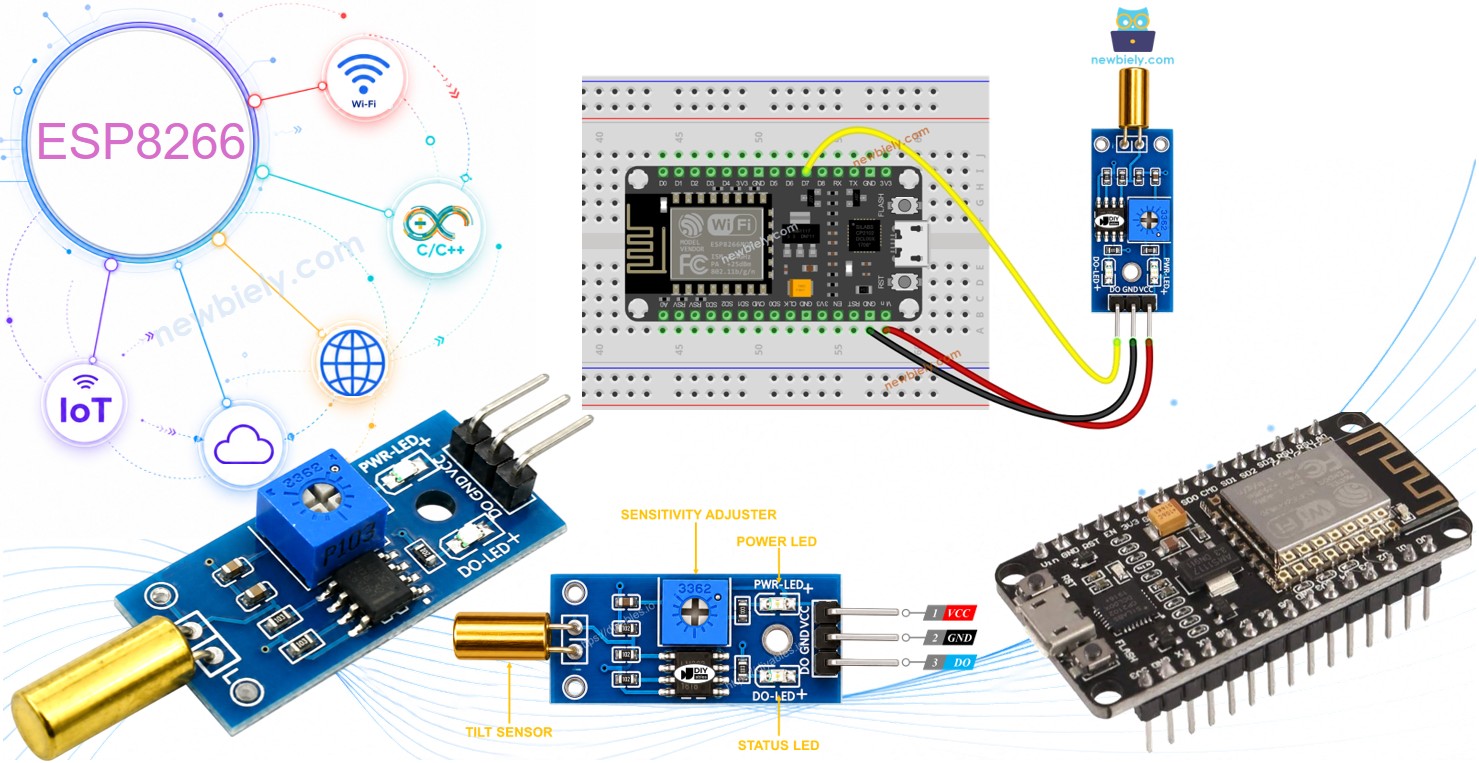 ESP8266 NodeMCU NodeMCU SW520D Neigungs-Sensor