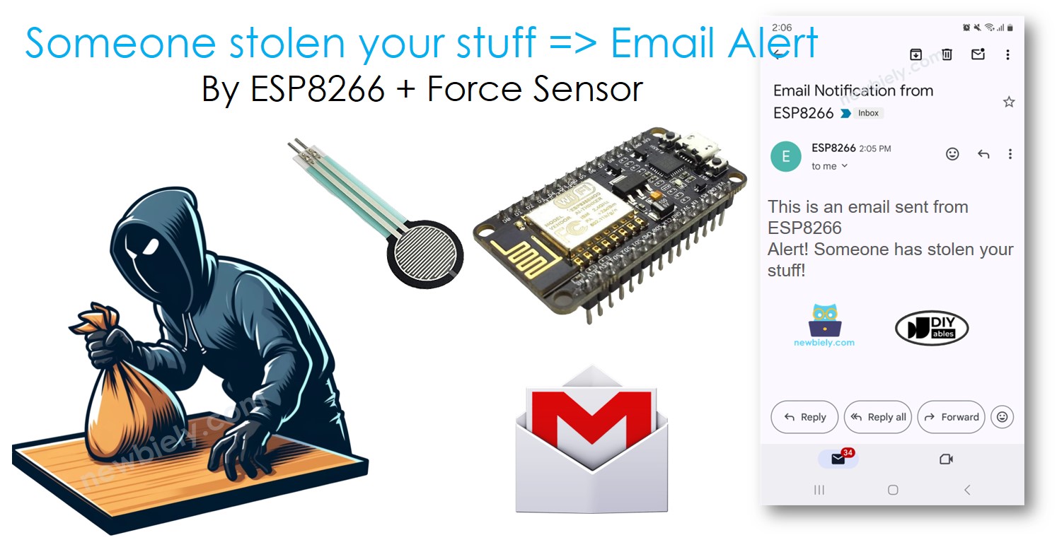 ESP8266 NodeMCU Diebstahlerkennung E-Mail-Benachrichtigung