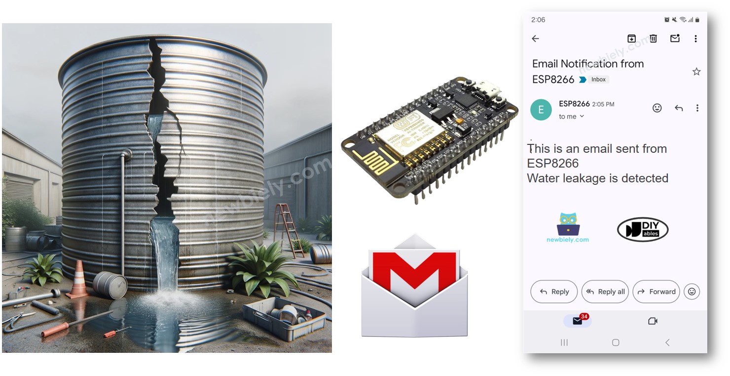 ESP8266 NodeMCU-Wasserleck-E-Mail-Benachrichtigung