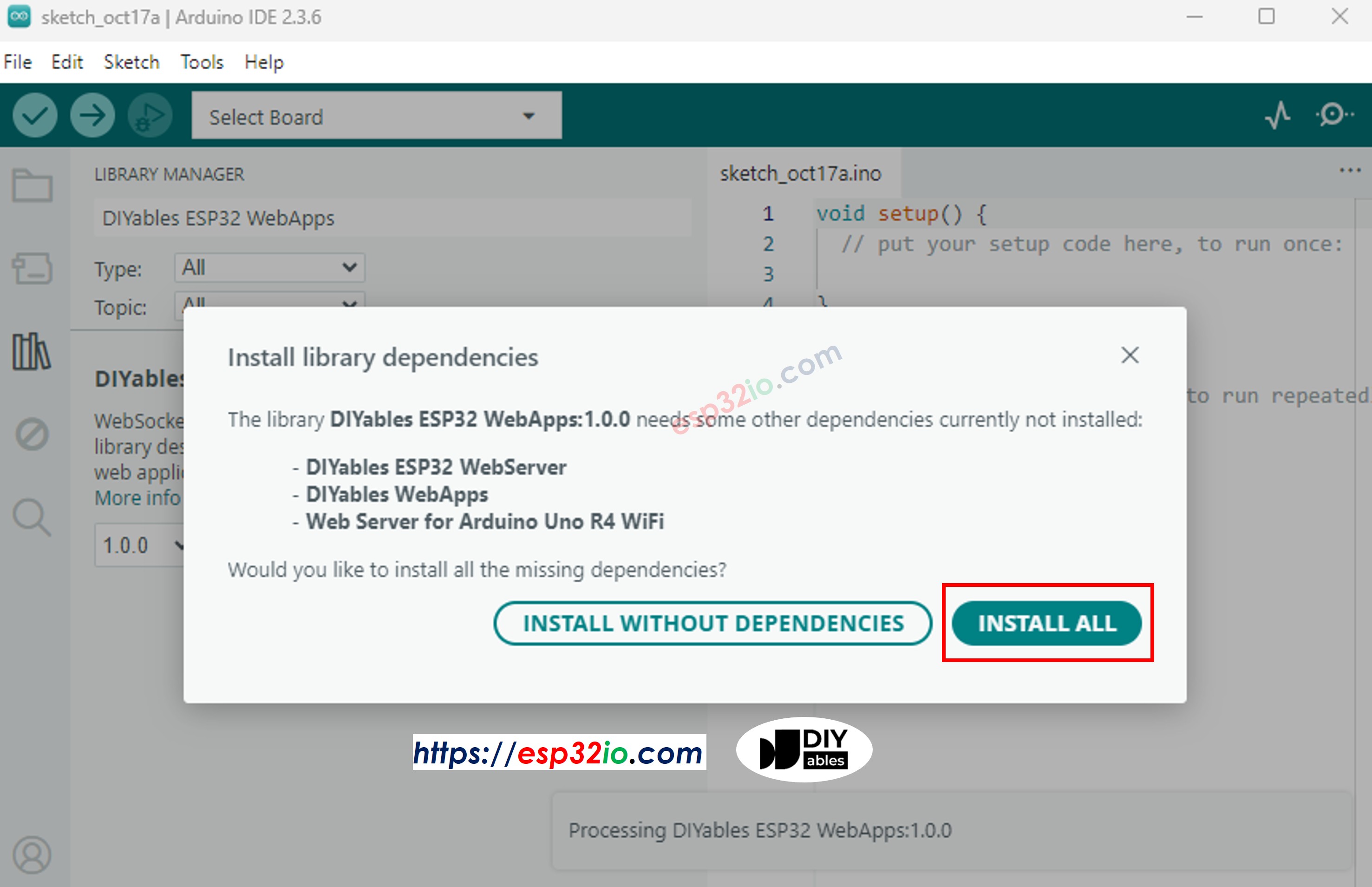 DIYables ESP32 Web-Apps Abhängigkeit