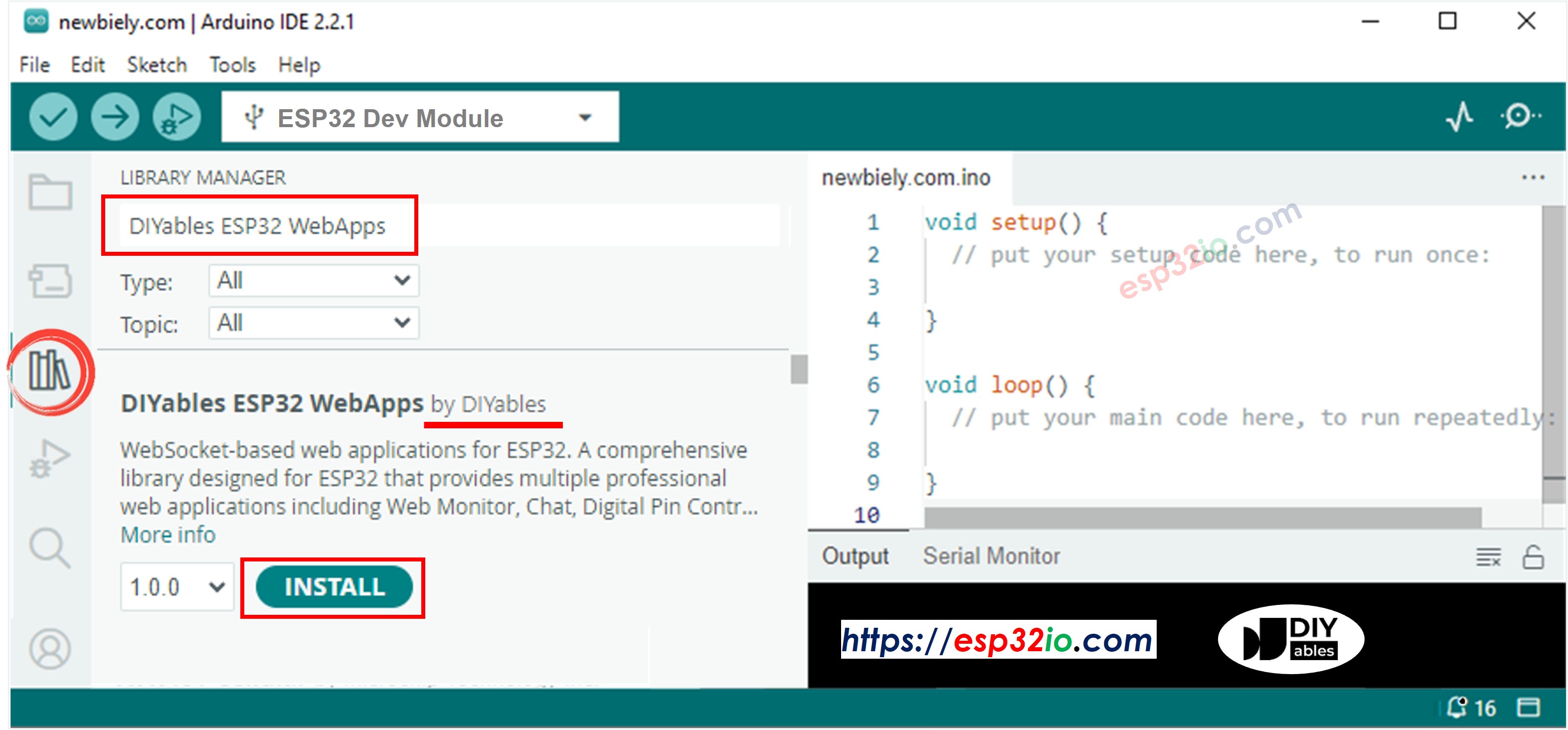 DIYables ESP32 WebApps-Bibliothek