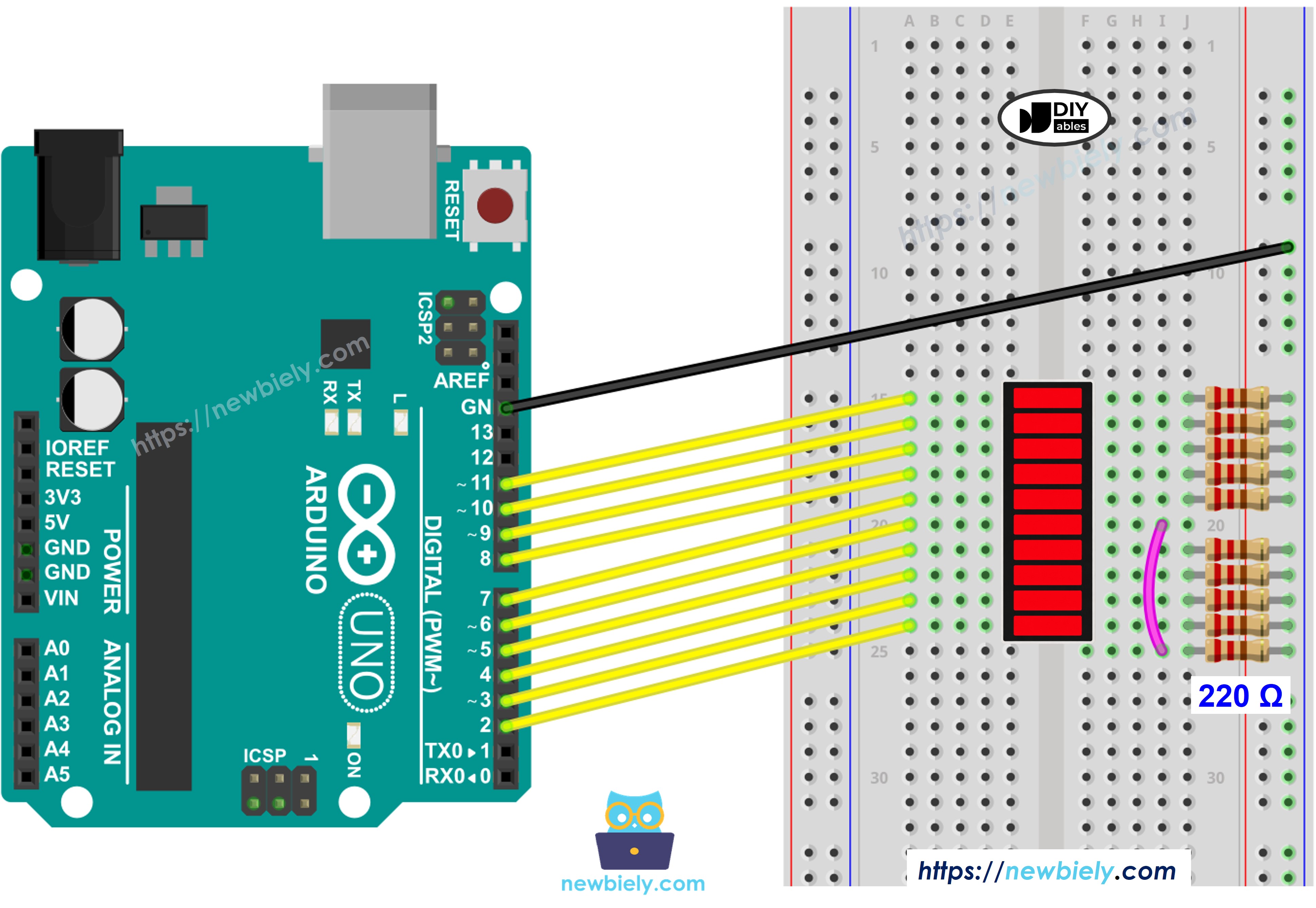 Arduino LED-Balkenanzeige Verdrahtungsdiagramm