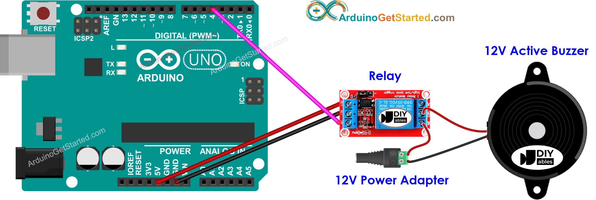 Arduino 12V aktiver Summer Verdrahtungsdiagramm