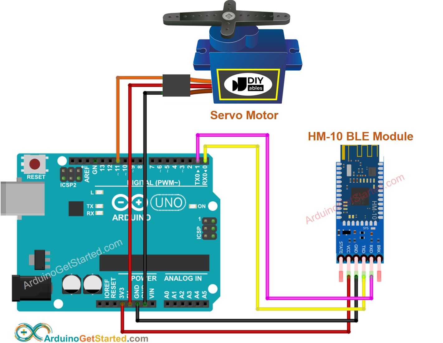 Arduino-Servomotor BLE-Schaltplan