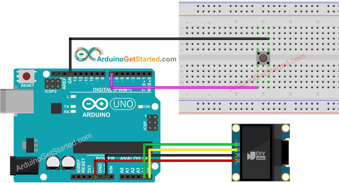 Arduino-Taster OLED-Verdrahtungsdiagramm