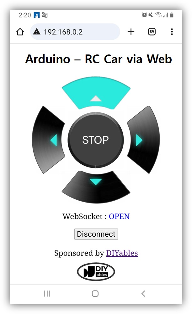 Arduino steuert ein Auto über den Webbrowser