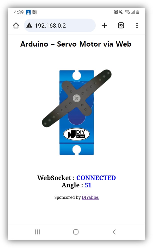 Arduino steuert Servomotor über den Webbrowser.