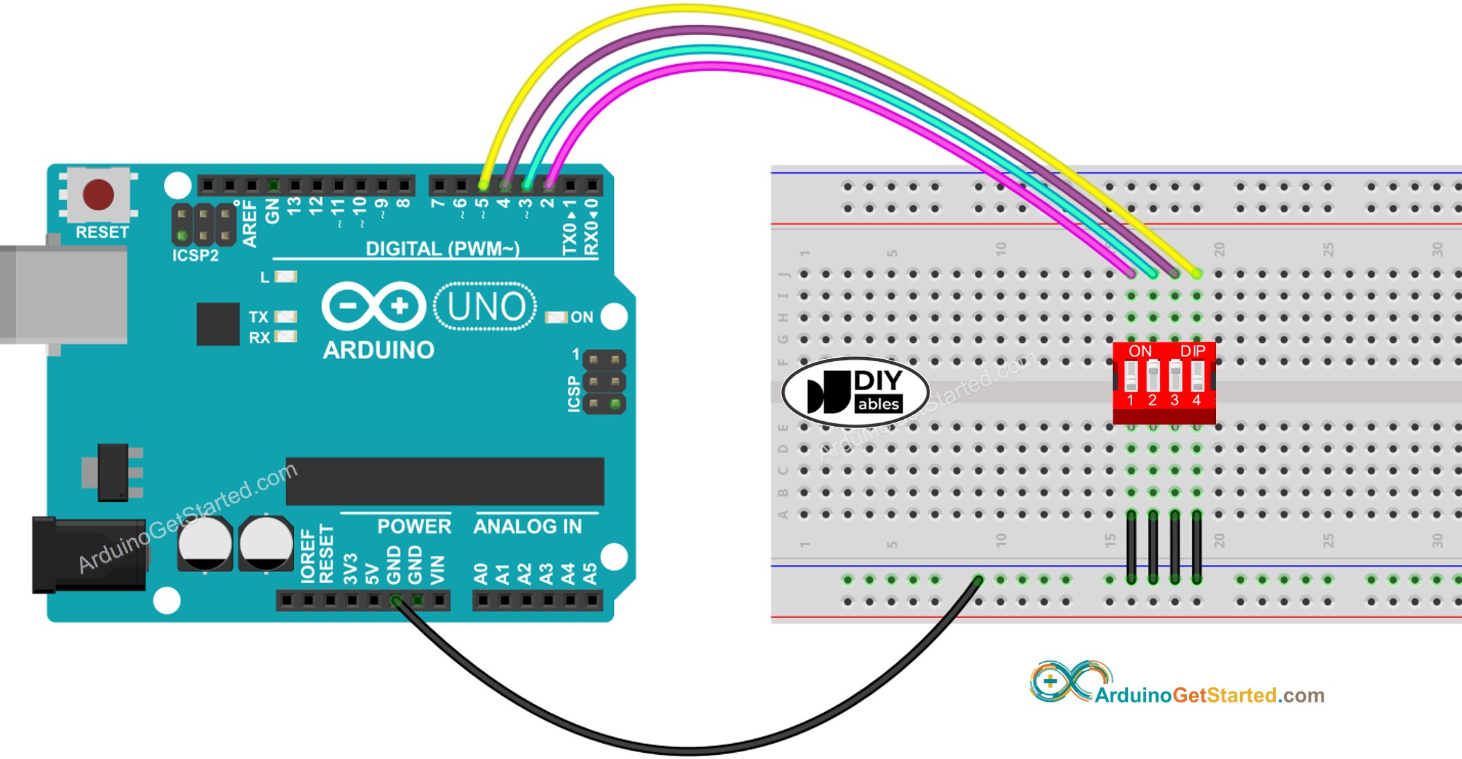 Arduino DIP-Schalter Verdrahtungsdiagramm
