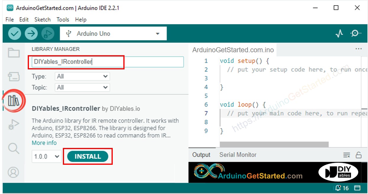 Arduino DIYables_IRcontroller-Bibliothek
