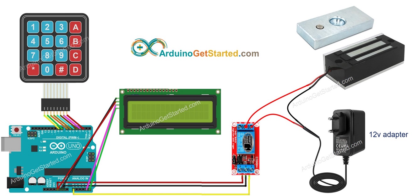 Arduino-Türschloss-System LCD-Verkabelungsdiagramm
