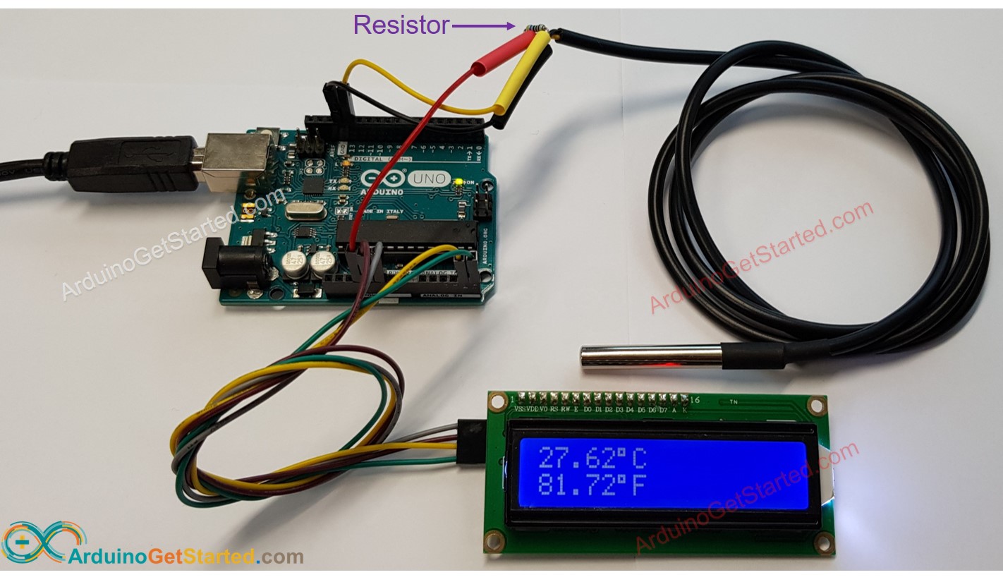 Arduino DS18B20 LCD-Schaltplan