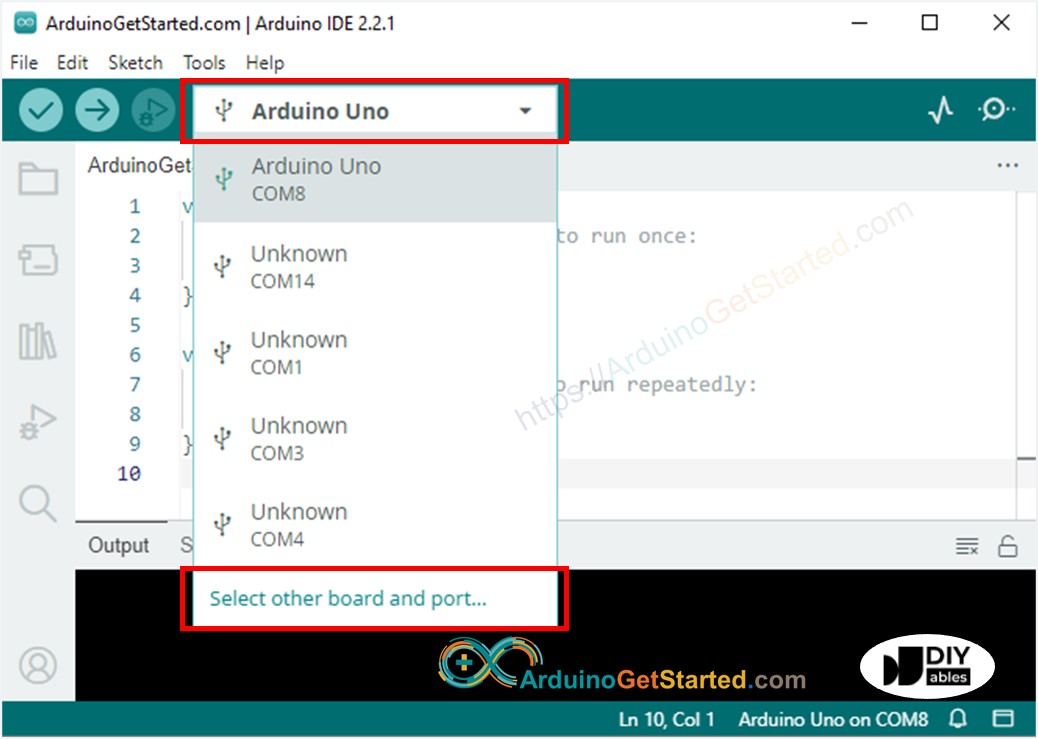 Arduino IDE - Wie man ein Arduino-Board auswählt
