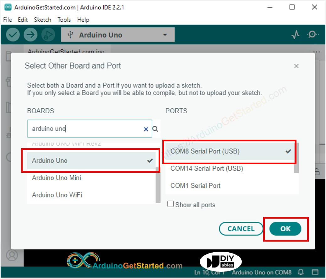 Arduino IDE – Wie wählt man den COM-Port aus?