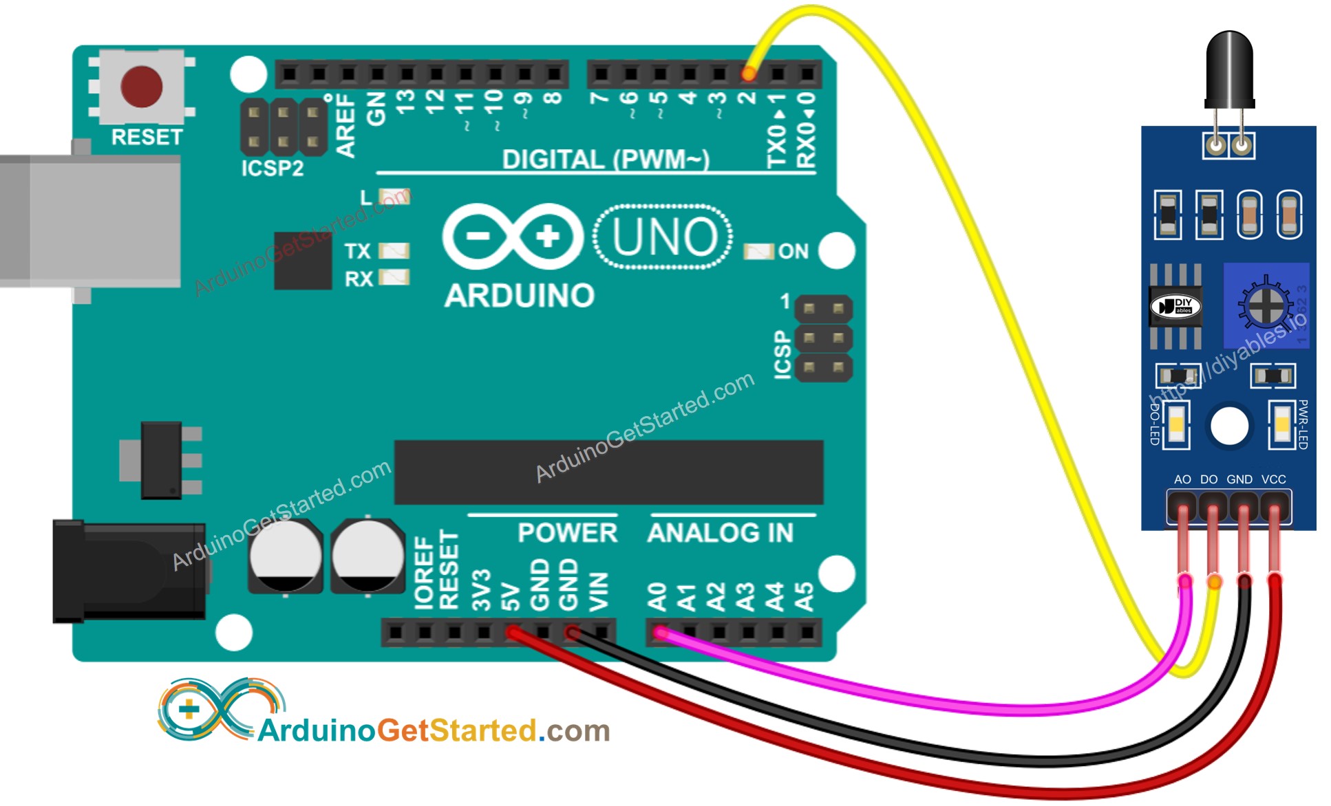 Schaltplan für Arduino-Infrarot-Flammensensor