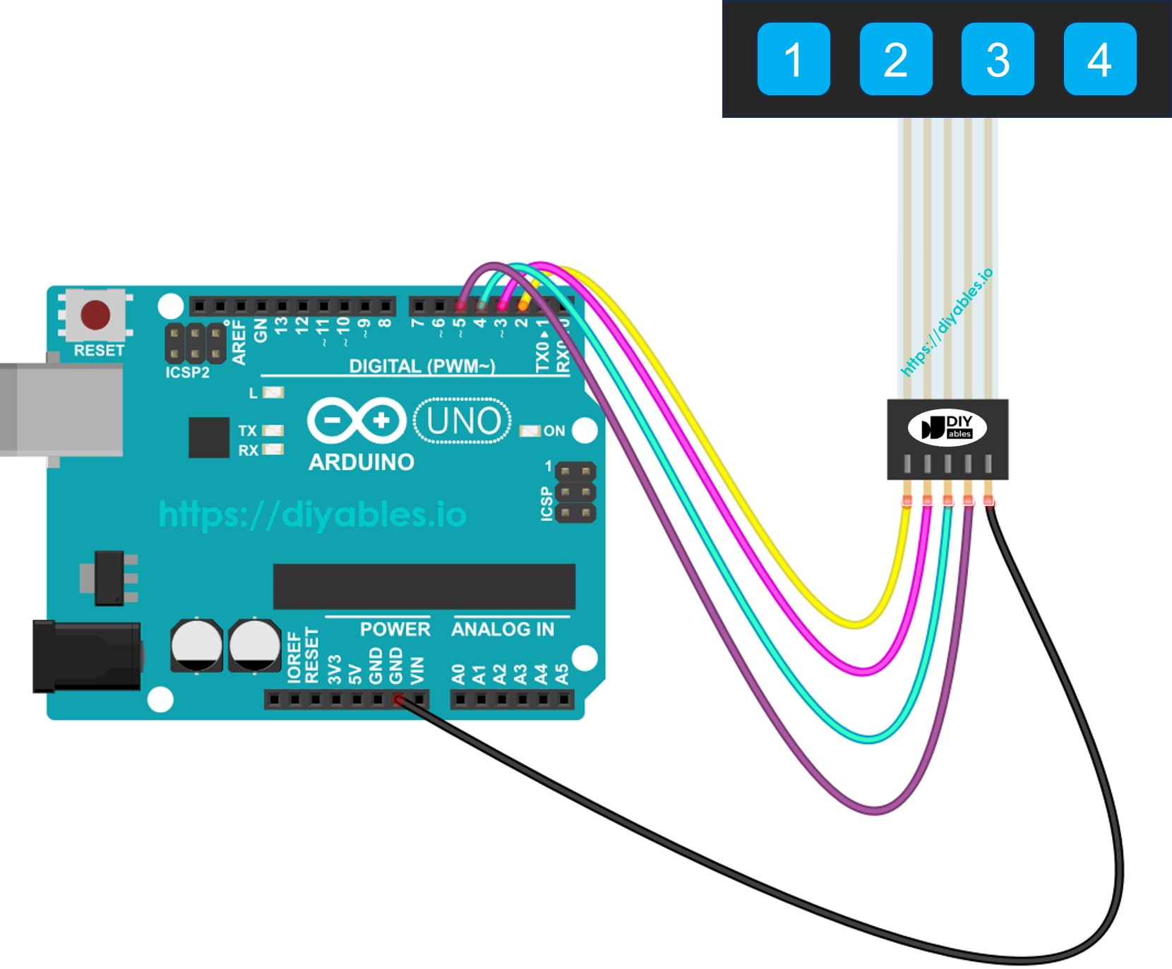 Arduino-Keypad 1x4 Verdrahtungsdiagramm