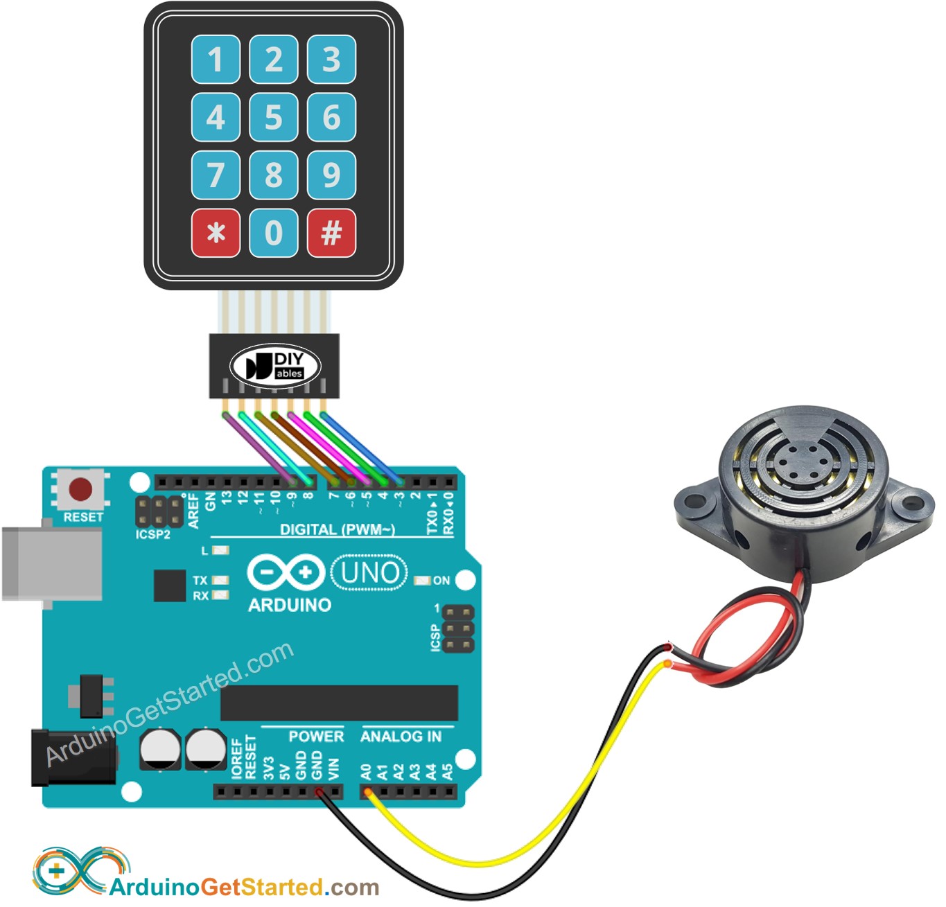 Arduino-Tastatur-Buzzer-Schaltplan