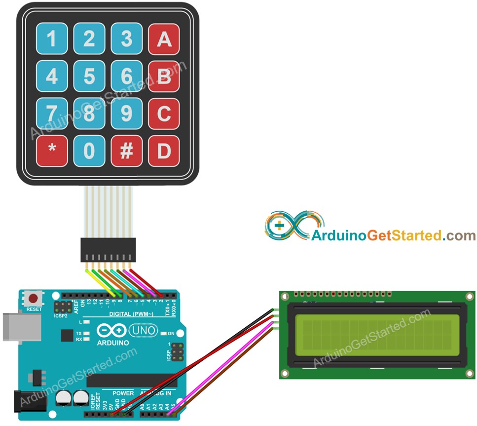 Arduino-Tastenfeld-LCD-Verdrahtungsdiagramm