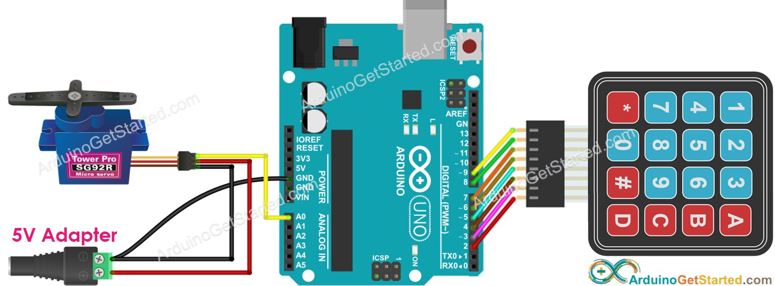 Arduino-Tastfeld-Servomotor-Verdrahtungsdiagramm