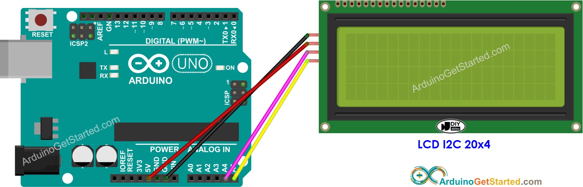Arduino LCD 20x4 I²C Schaltplan
