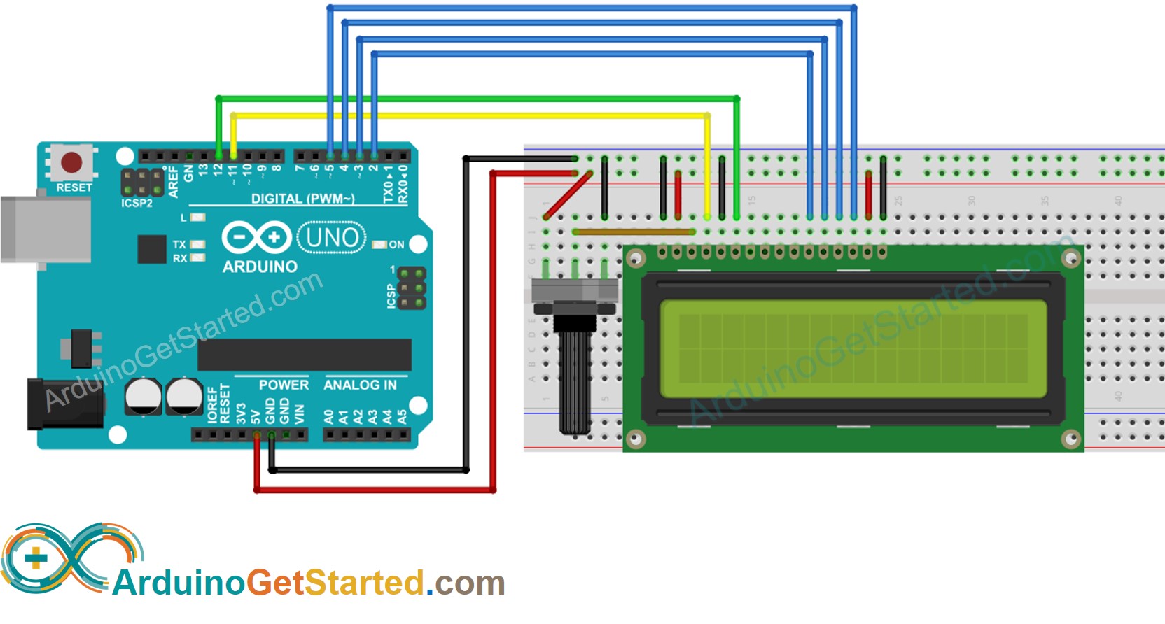 Arduino LCD Verdrahtungsdiagramm