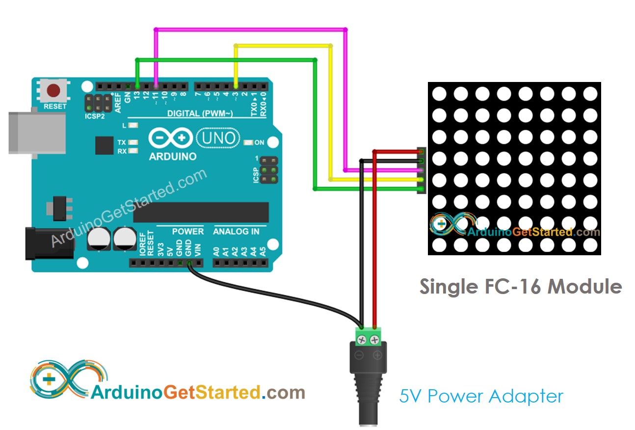 Arduino 8×8 LED-Matrix FC-16-Schaltplan