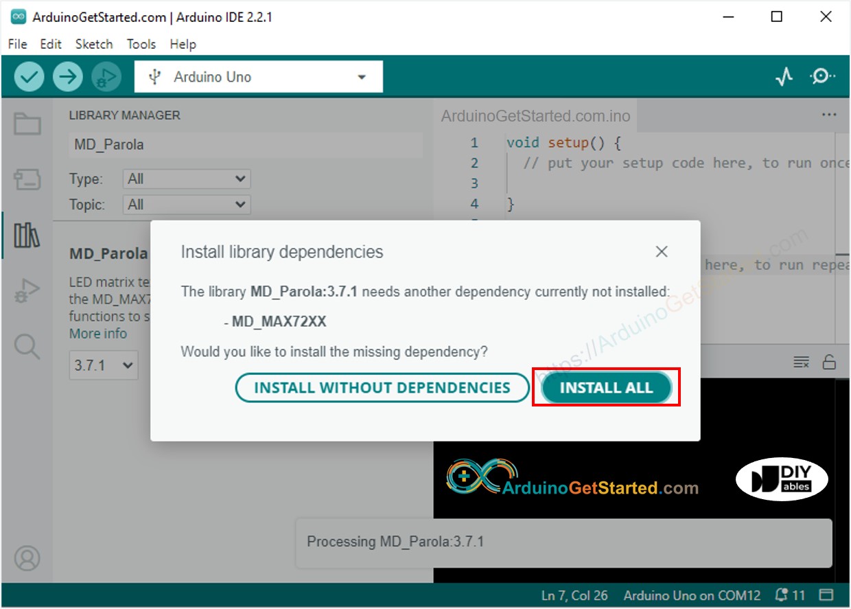 Arduino MD_MAX72XX-Bibliothek