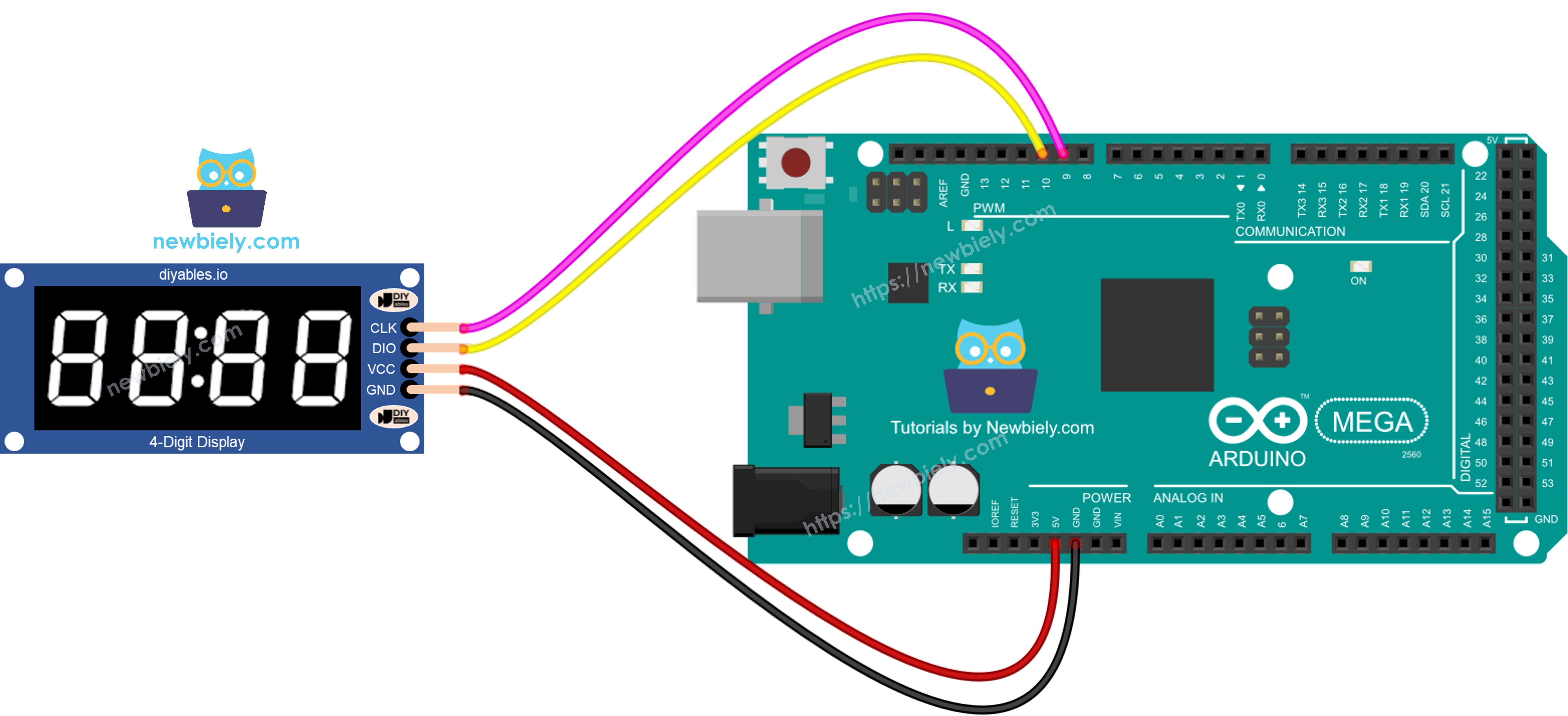 Arduino Mega TM1637 Modul Schaltplan