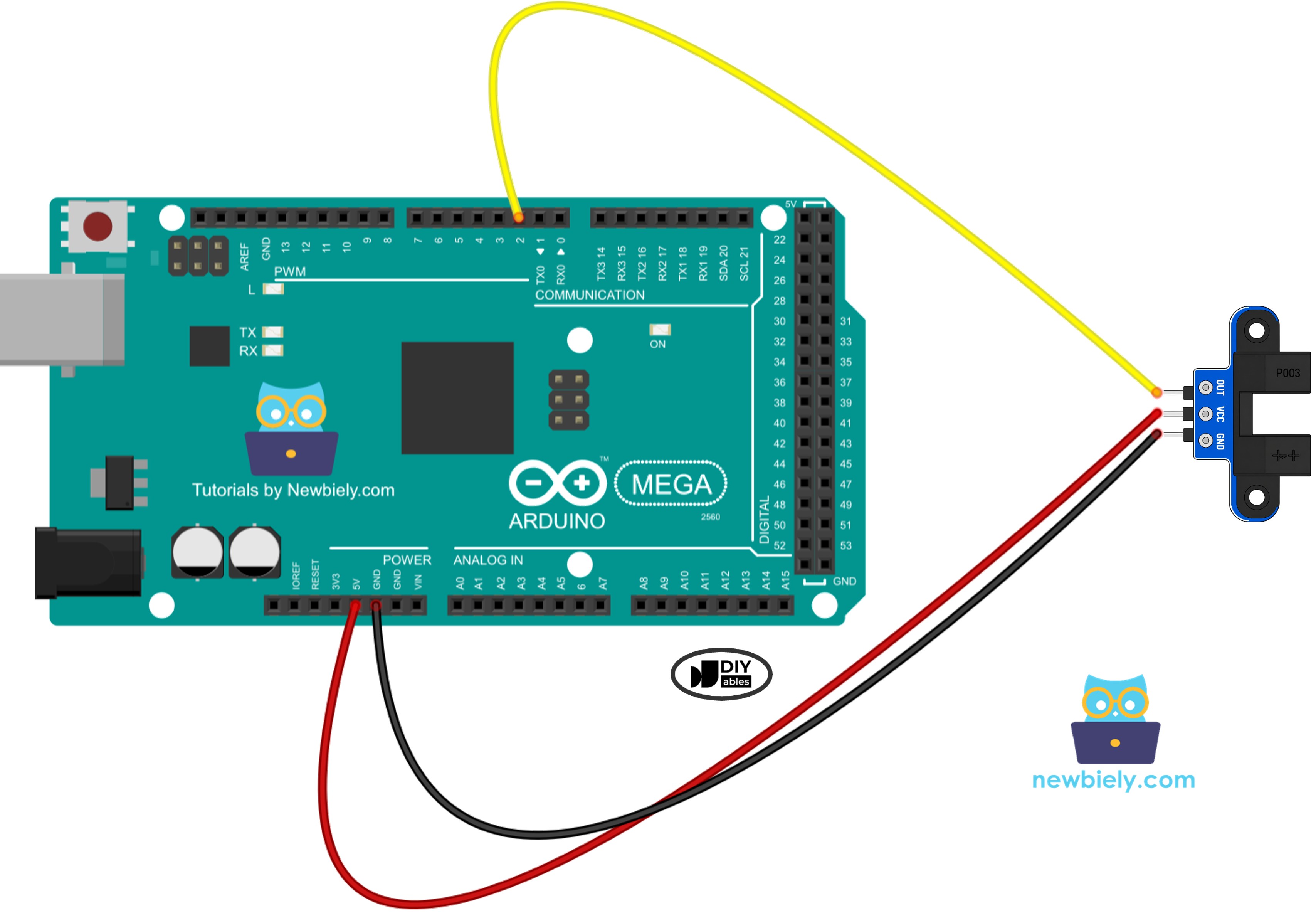 Schaltplan Arduino Mega mit IR-Gabellichtschranke