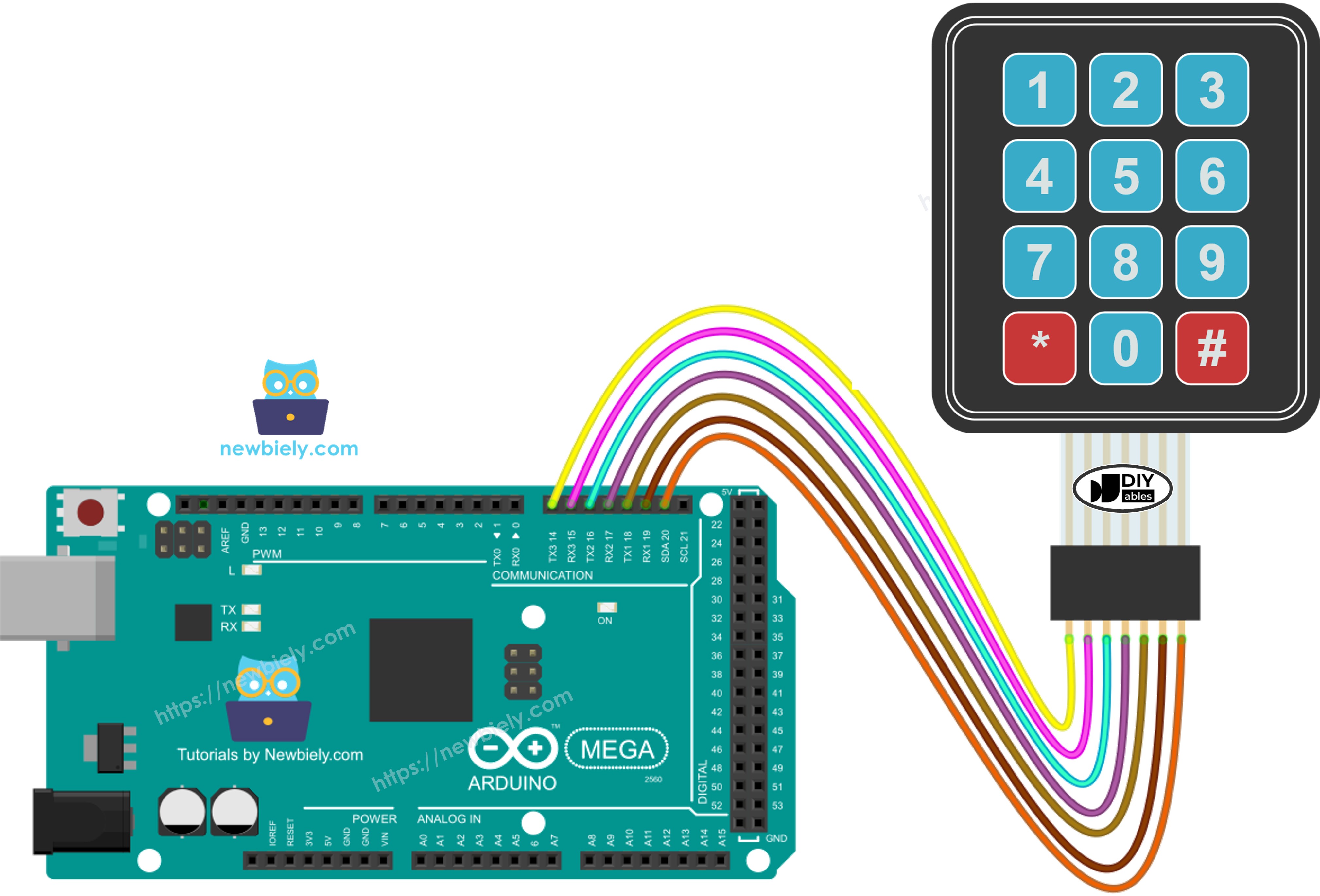 Arduino Mega Keypad 3x4 Schaltplan