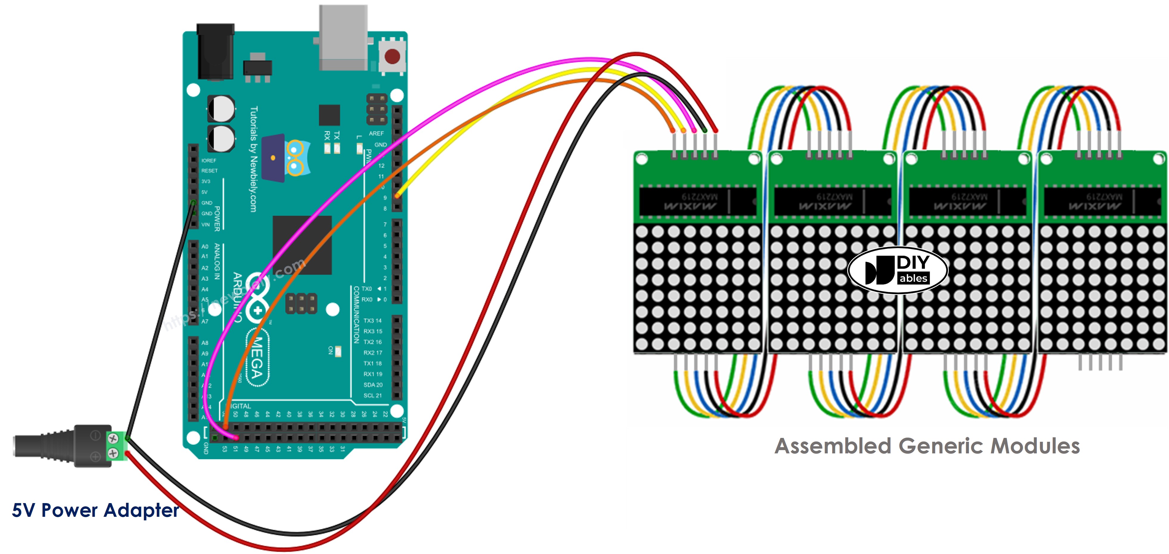 Arduino Mega LED Matrix Display Schaltplan