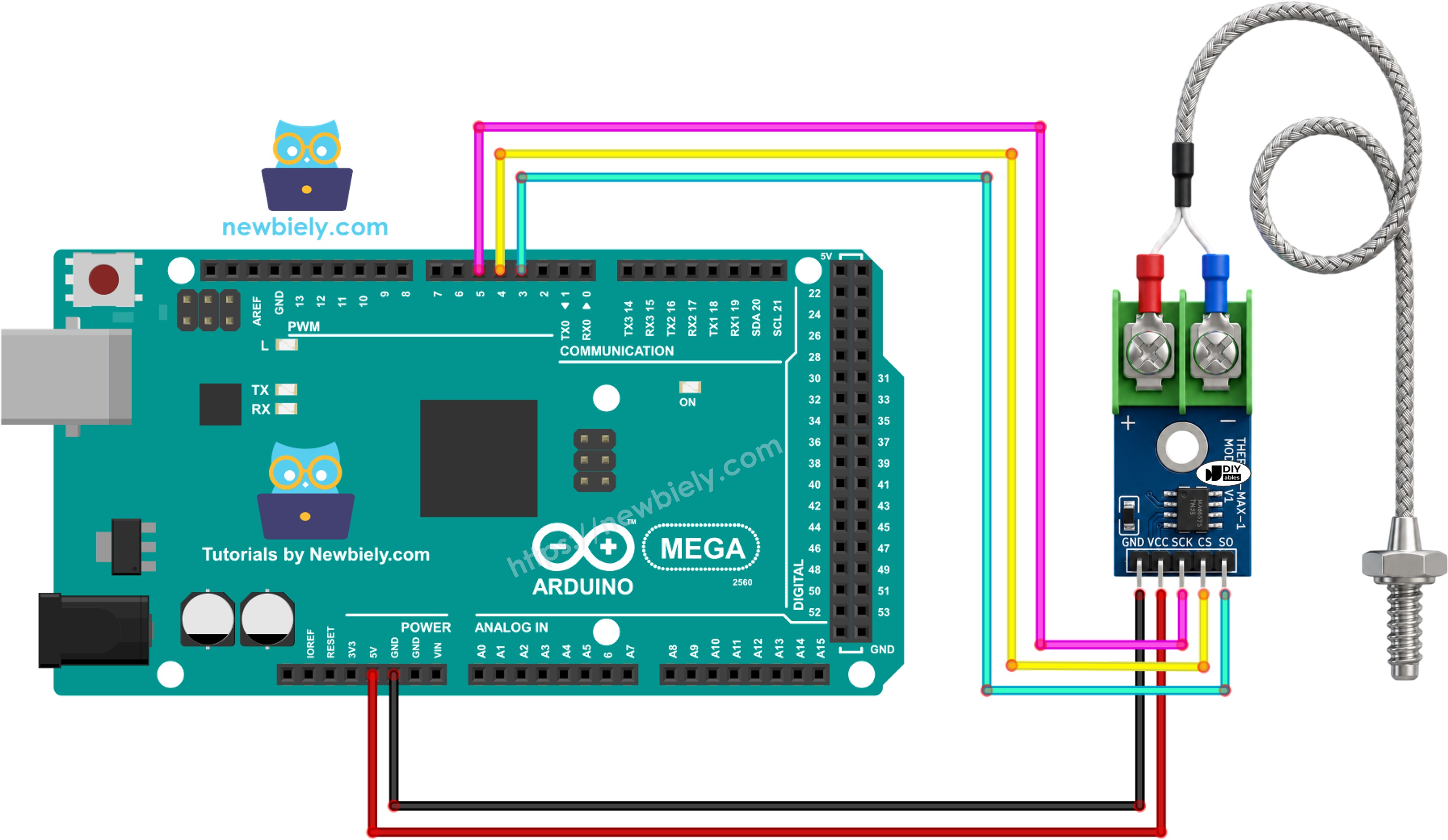 Schaltplan Arduino Mega MAX6675-Thermoelementmodul