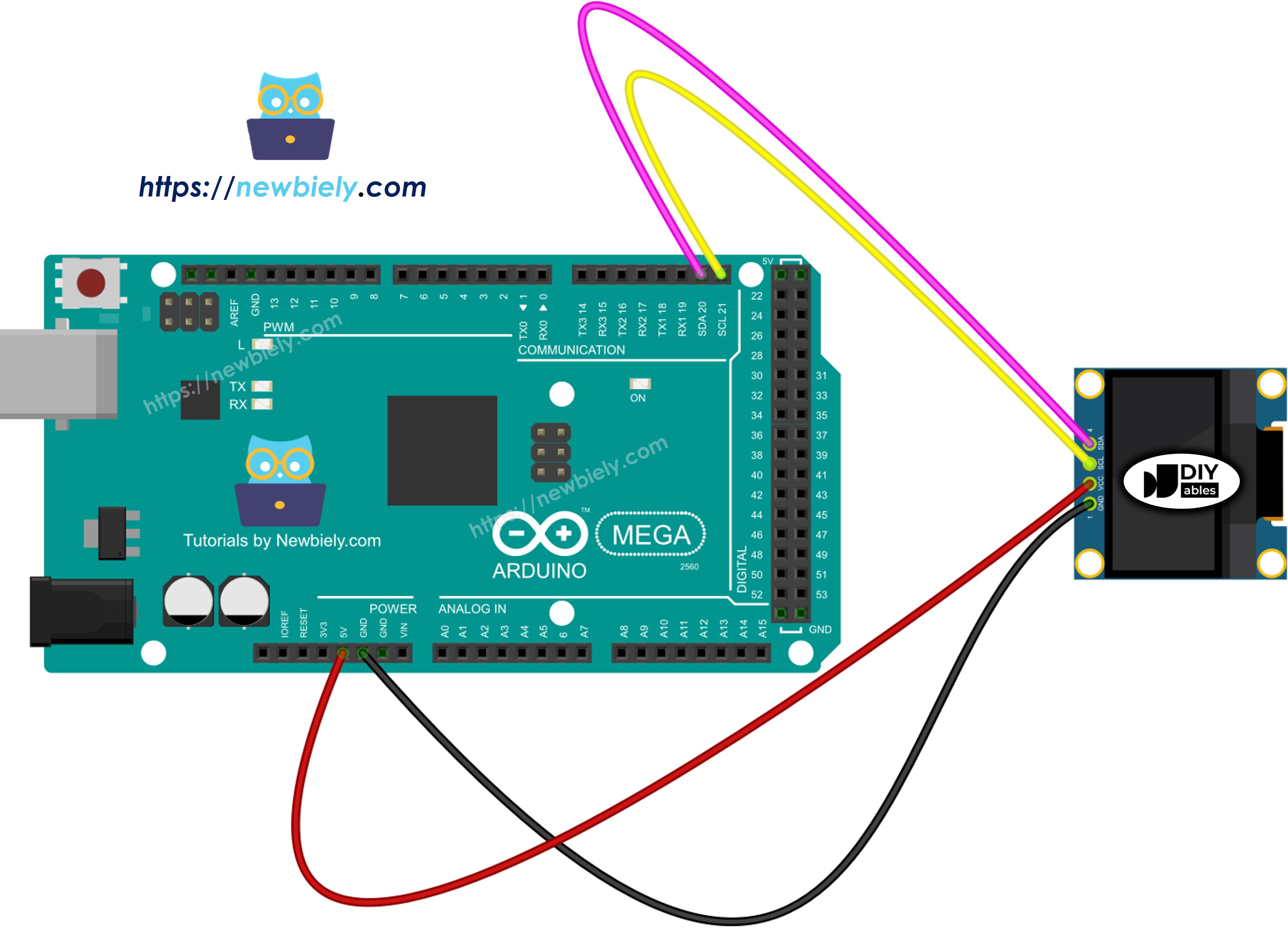Arduino Mega OLED 128x64 wiring diagram