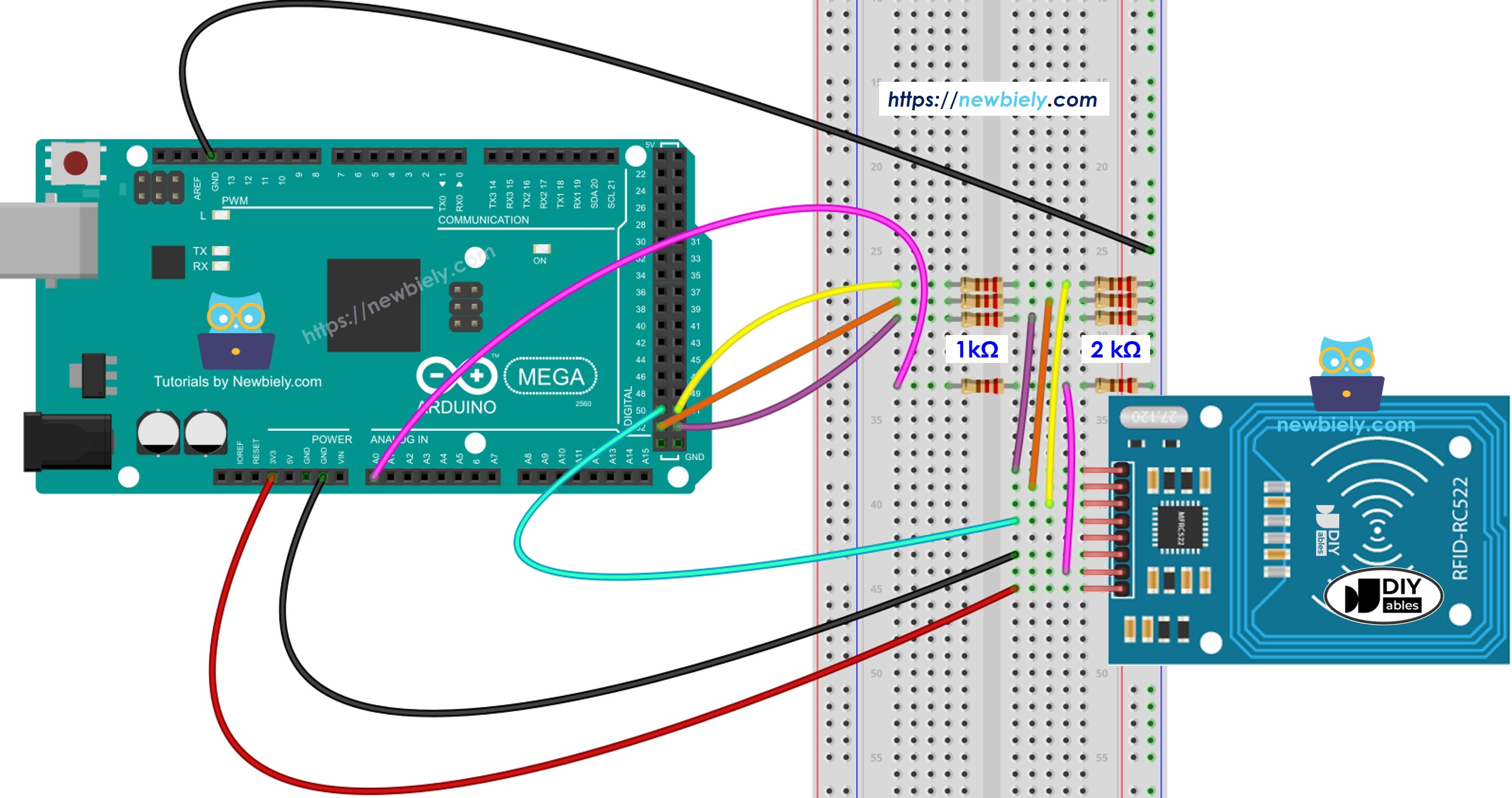Arduino Mega RFID RC522 mit spannungsreguliertem Schaltplan