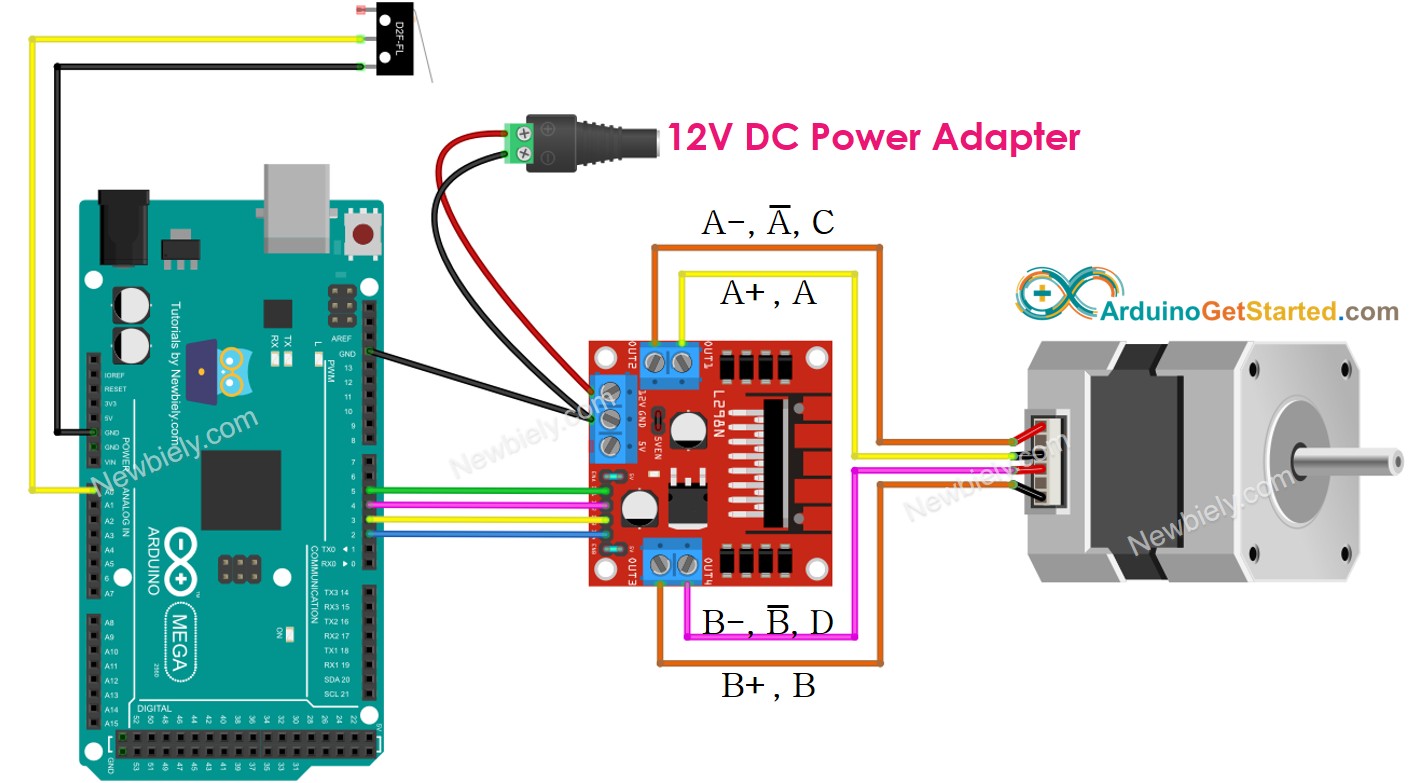 Arduino Mega Schrittmotor und Endschalter Verdrahtungsdiagramm