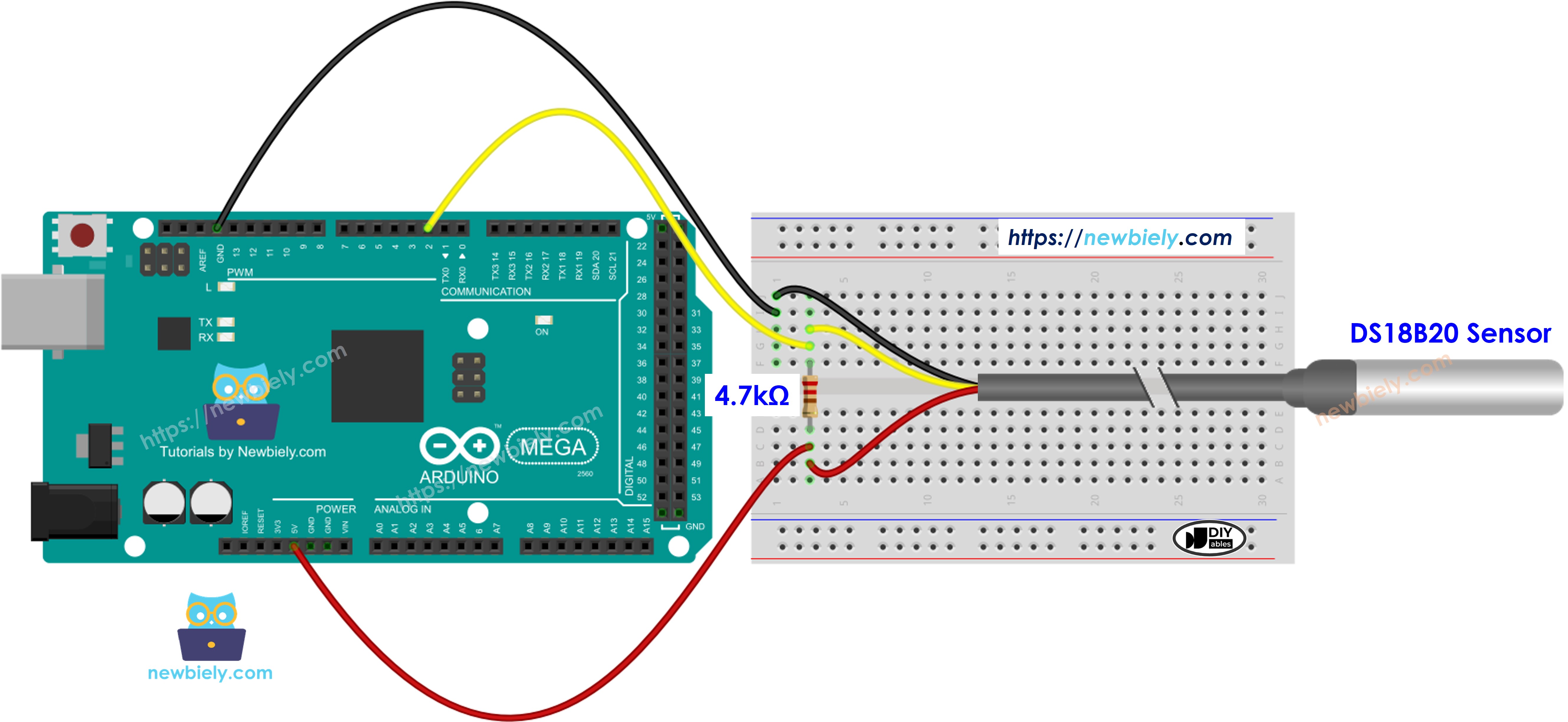 Arduino Mega Temperatursensor Schaltplan
